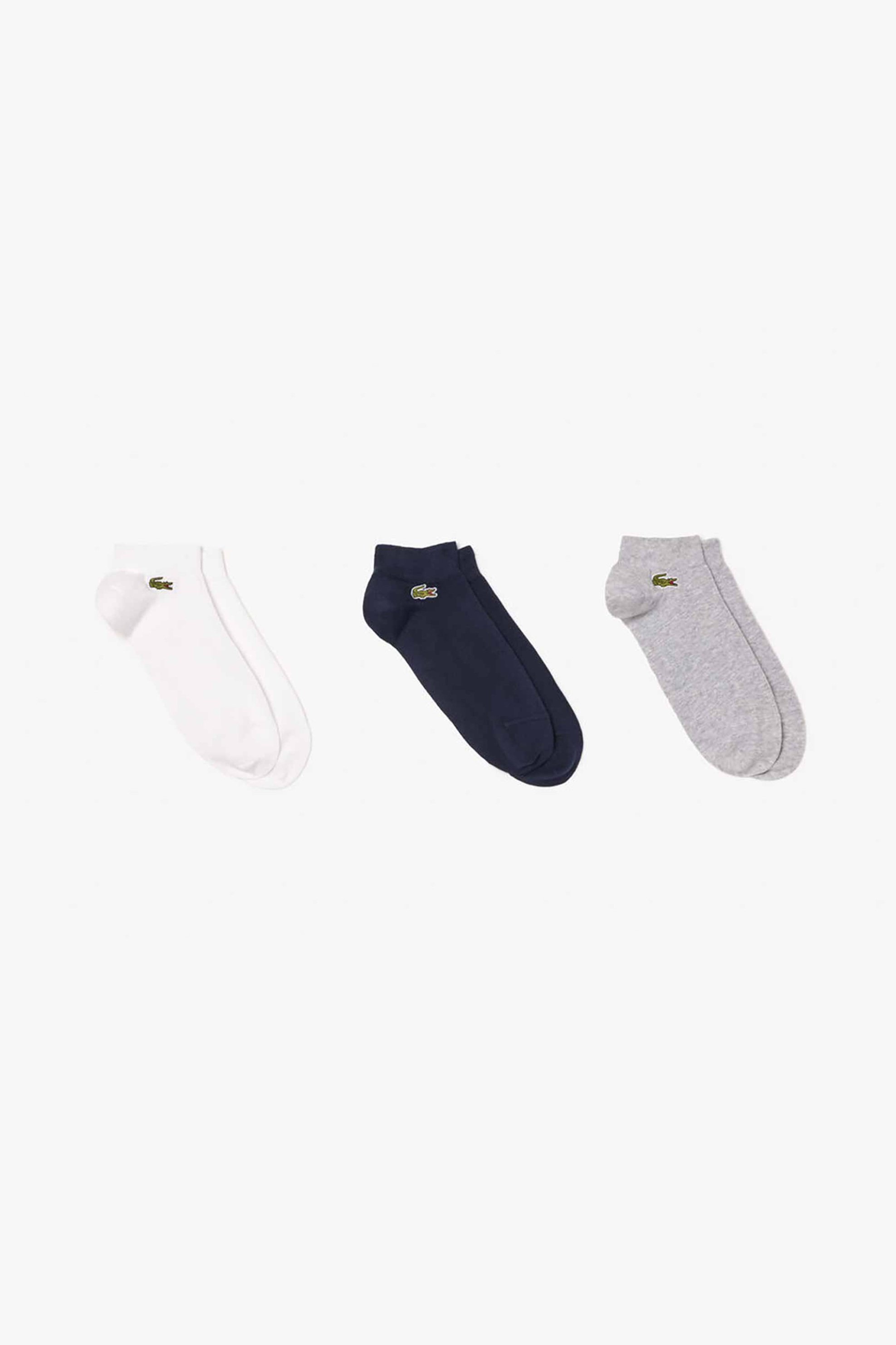 Lacoste σετ unisex κοντές κάλτσες με κεντημένο λογότυπο (3 ζευγάρια) - RA2917-00 Γκρι