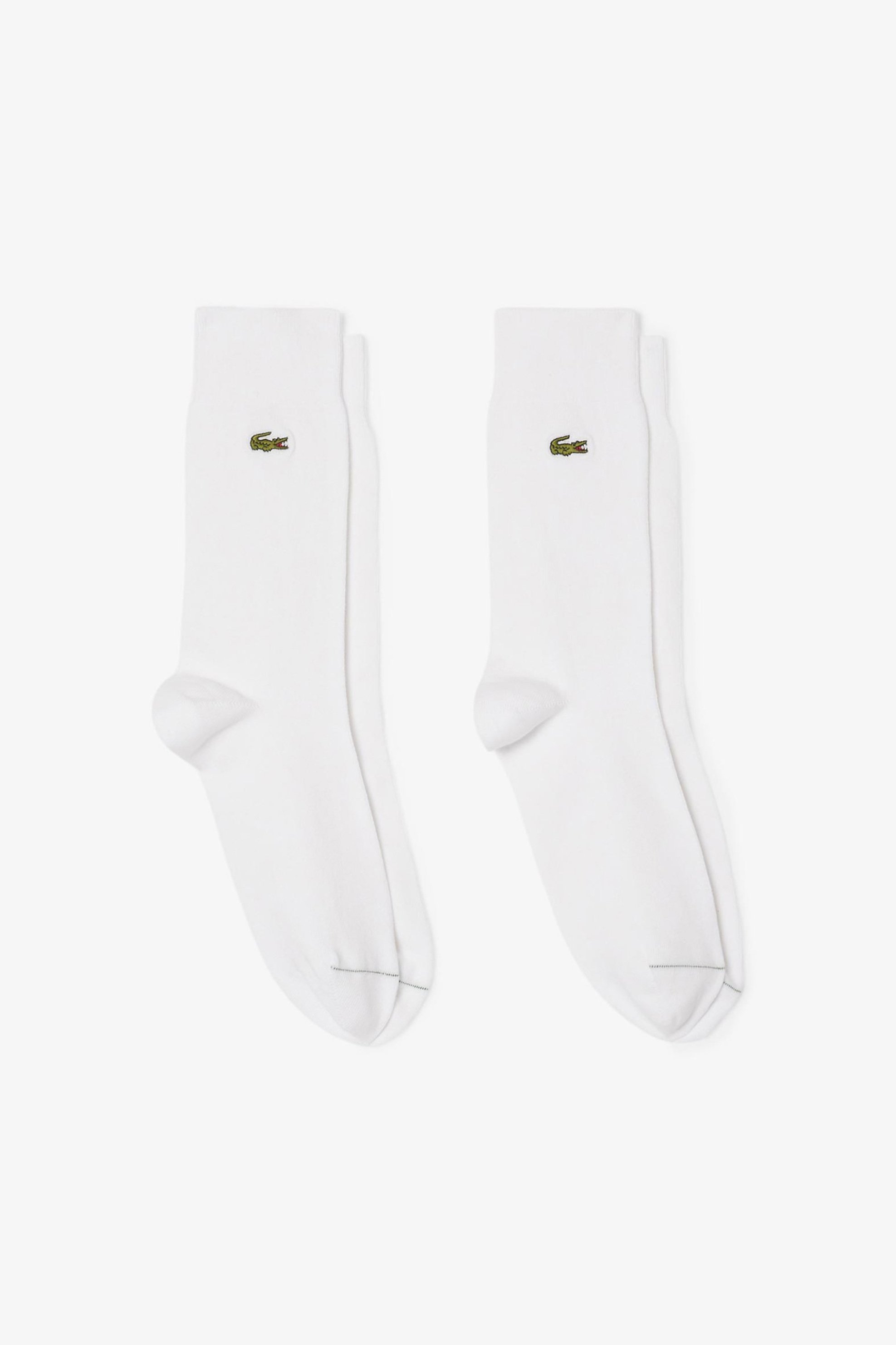 Lacoste σετ unisex μακριές κάλτσες με κεντημένο λογότυπο (2 ζευγάρια) - RA3147-00 Λευκό