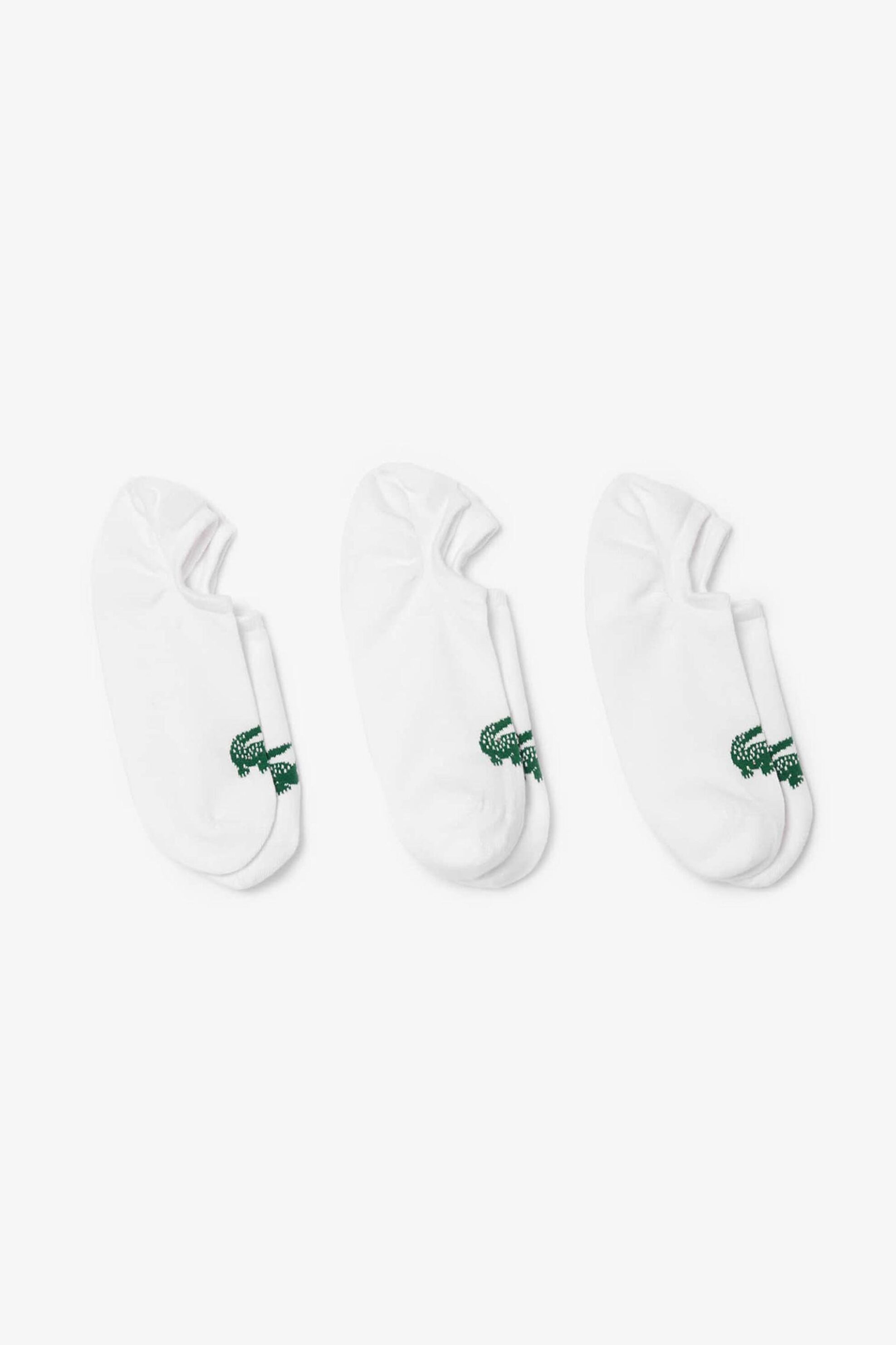 Lacoste σετ unisex κοντές κάλτσες no show με λογότυπο (3 ζευγάρια) - RA7872 Λευκό