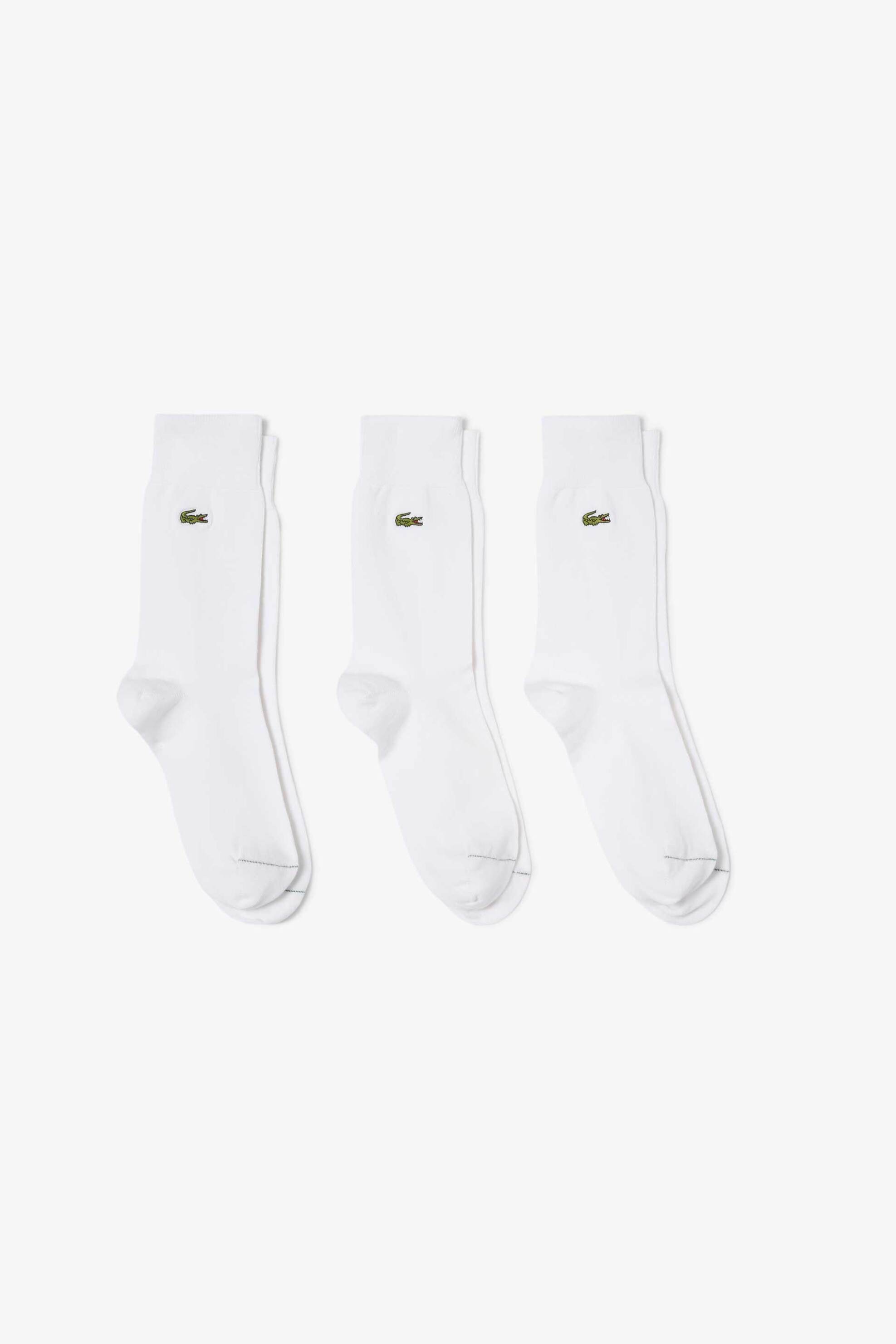 Lacoste σετ unisex μακριές κάλτσες με κεντημένο λογότυπο (3 ζευγάρια) - RA8142 Λευκό