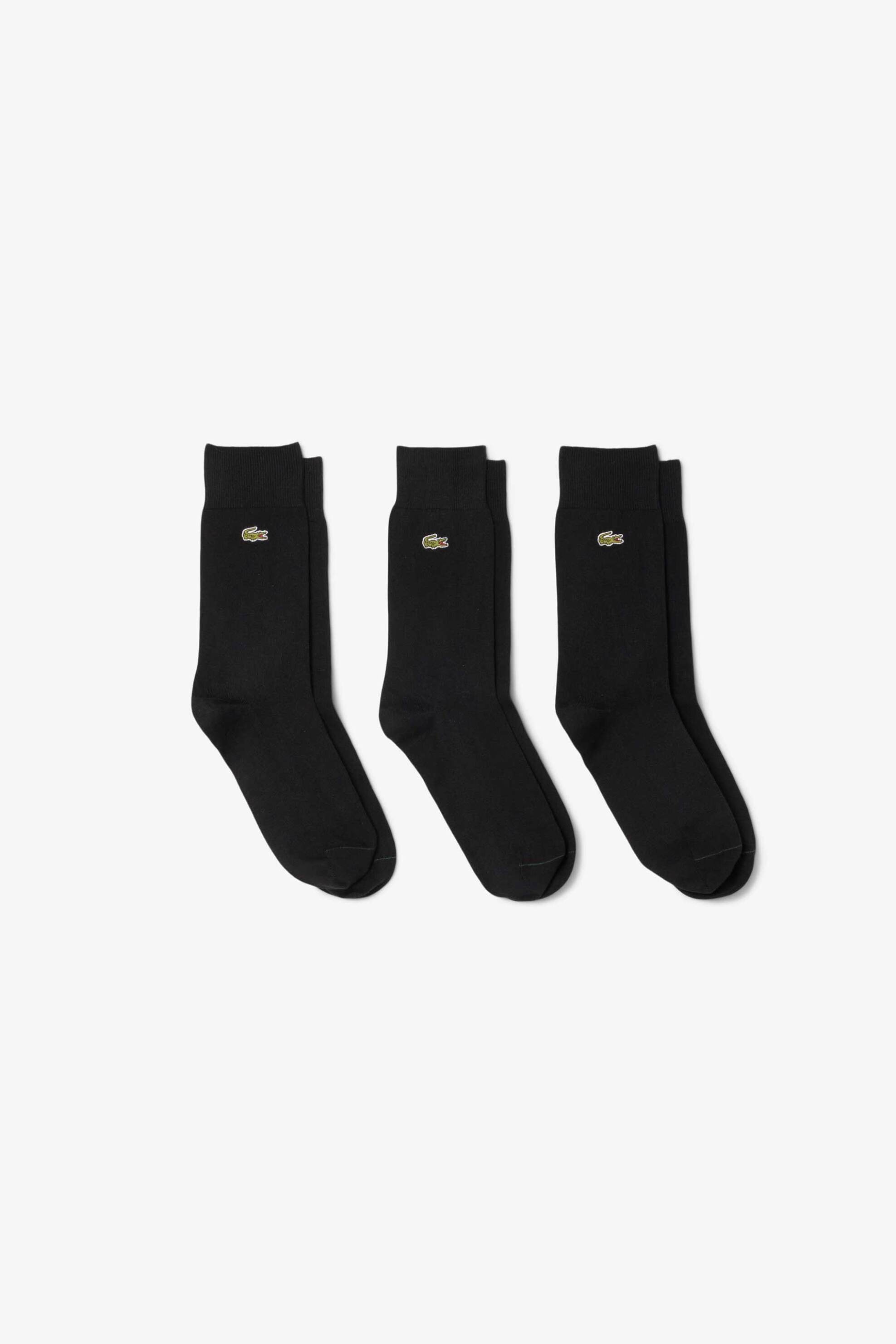 Lacoste σετ unisex μακριές κάλτσες με κεντημένο λογότυπο (3 ζευγάρια) - RA8142 Μαύρο