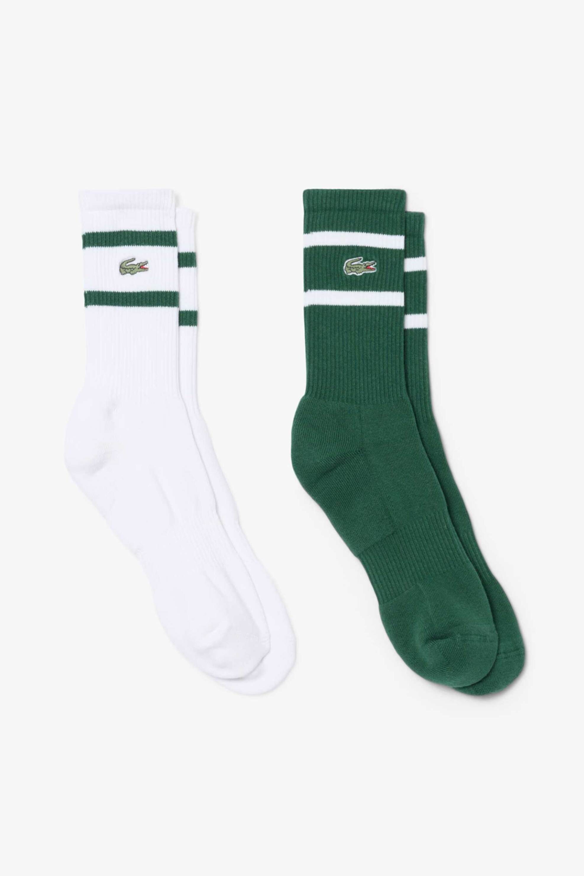 Lacoste unisex μακριές κάλτσες με λογότυπο (2 ζευγάρια) - RA9189 Λευκό - Πράσινο