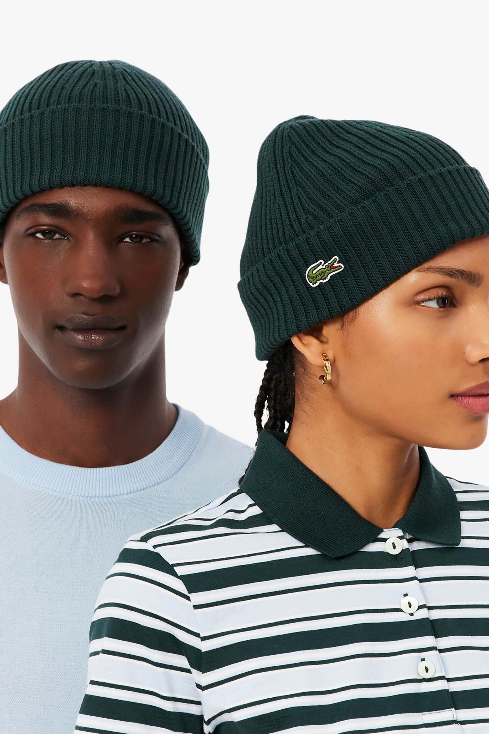 Lacoste Unisex Μάλλινος Σκούφος Ribbed με Κεντημένο Λογότυπο - Rb0001 Κυπαρισσί