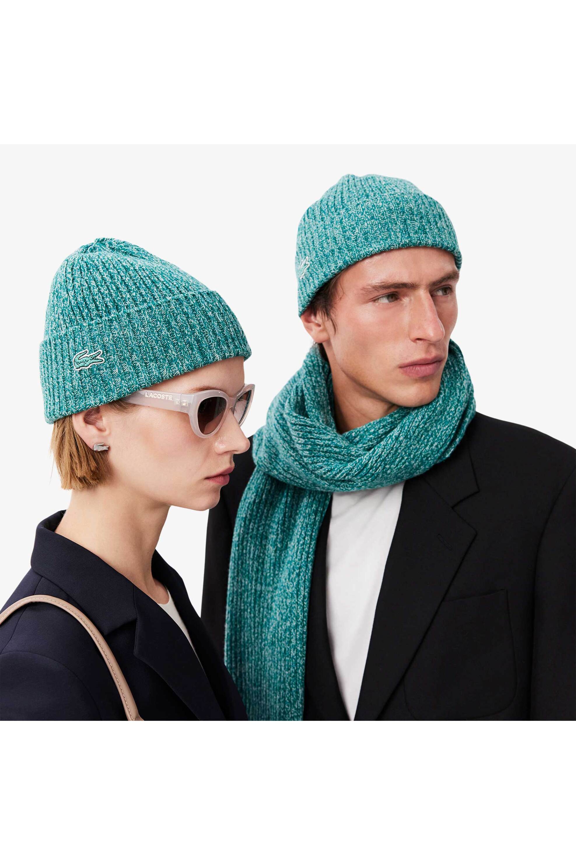 Lacoste Unisex Μάλλινος Σκούφος Ribbed με Κεντημένο Λογότυπο - Rb4737-00 Πράσινο