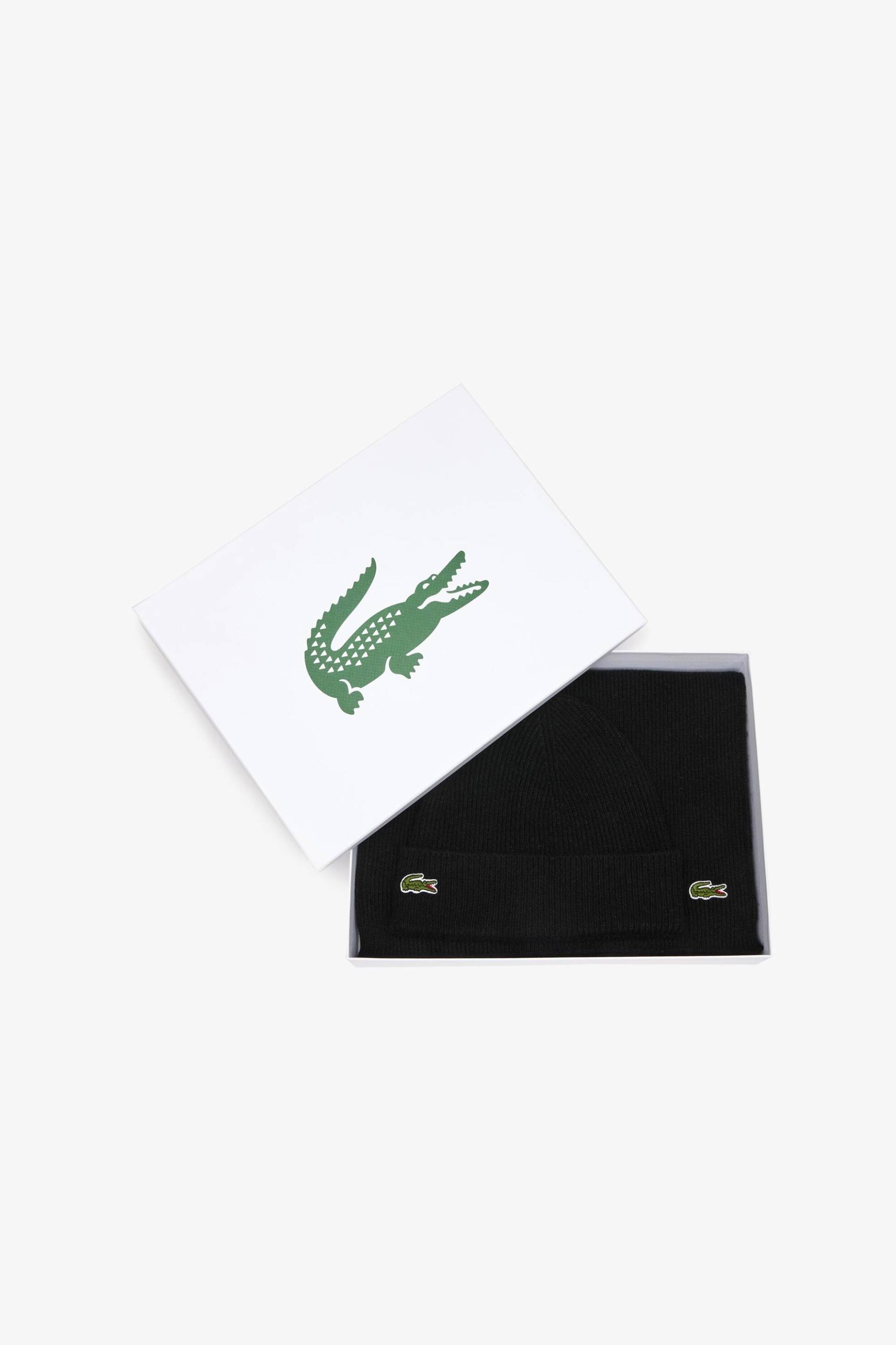 Lacoste Σετ Unisex Πλεκτός Σκούφος Και Κασκόλ με Κεντημένο Λογότυπο (2 Τεμάχια) - Rb5385-00 Μαύρο
