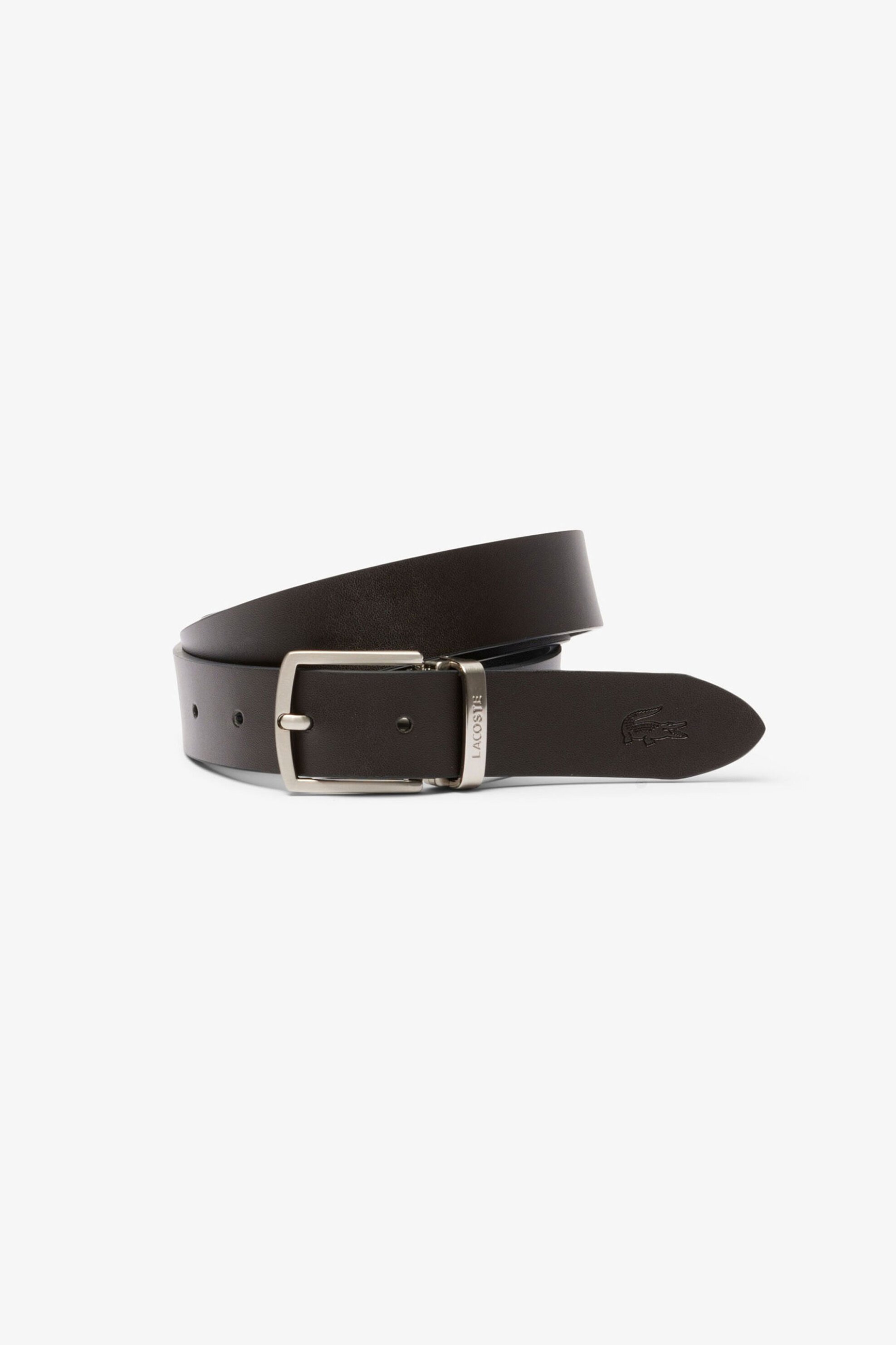 Lacoste σετ ανδρική δερμάτινη ζώνη με δύο μεταλλικές αγκράφες σε συσκευασία δώρου - RC4060 Καφέ