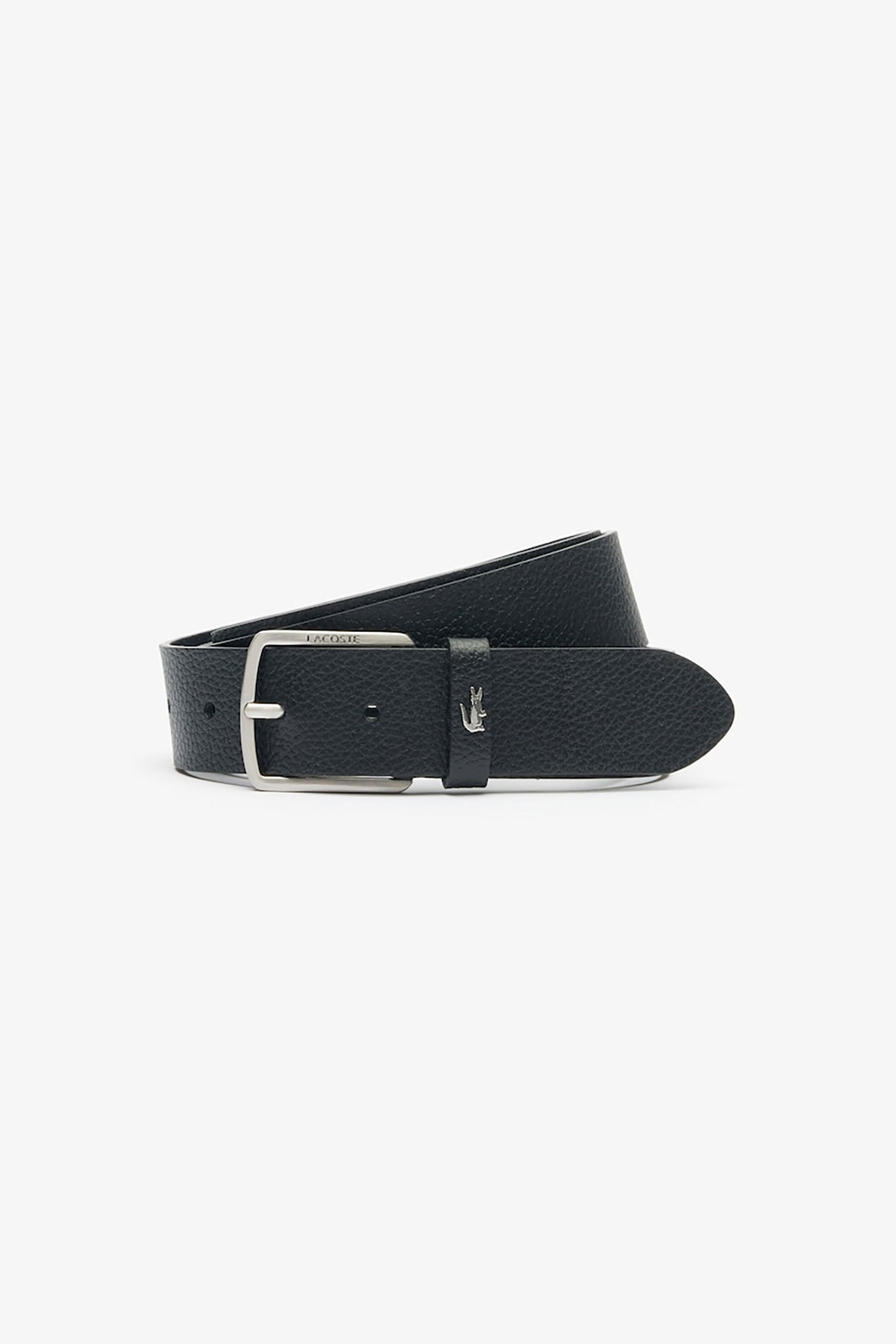 LACOSTE Lacoste ανδρική δερμάτινη ζώνη με μεταλλικό logo - RC4090 Μαύρο