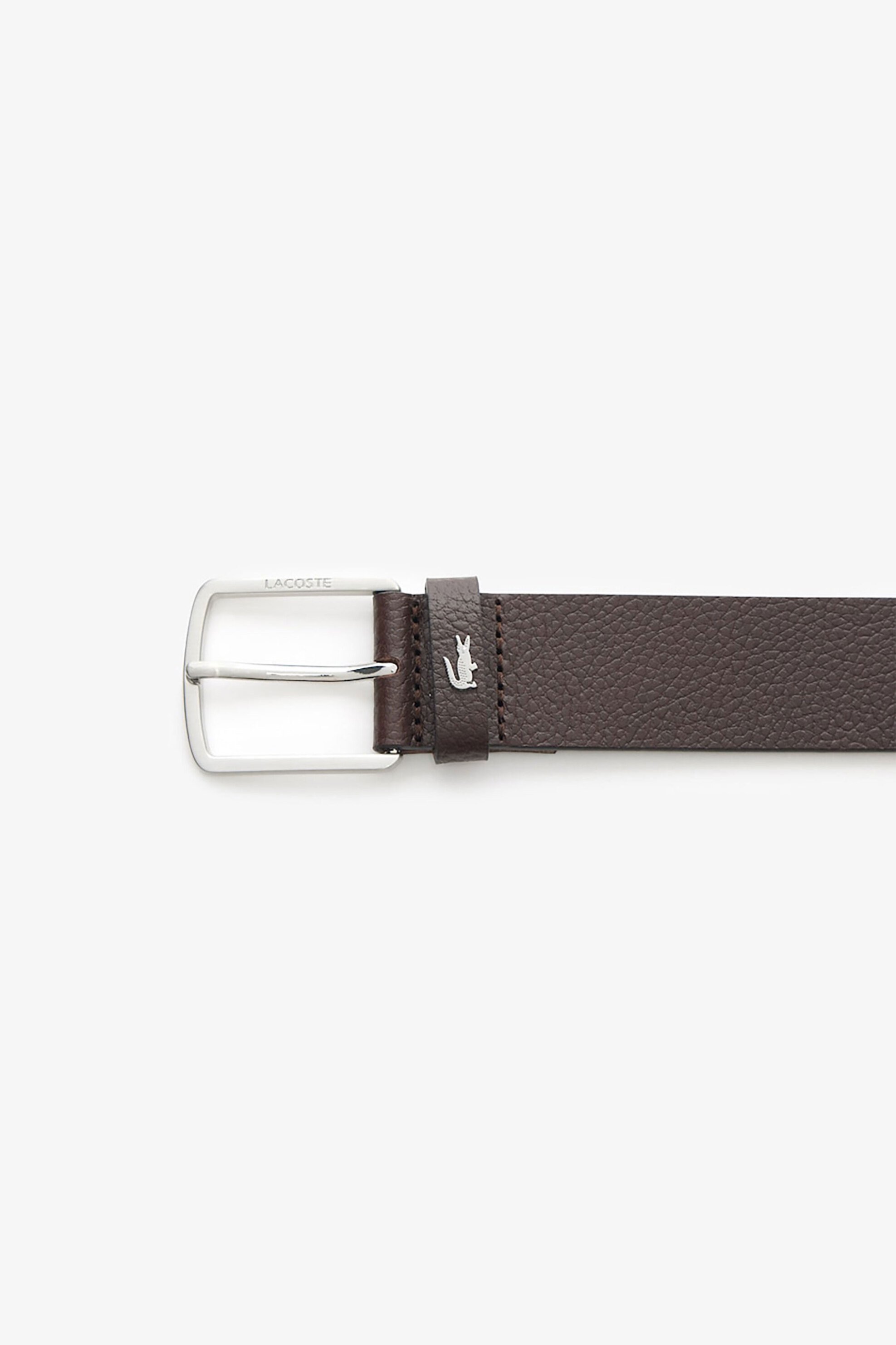Lacoste Ανδρική Δερμάτινη Ζώνη με Μεταλλικό Logo - Rc4090 Καφέ