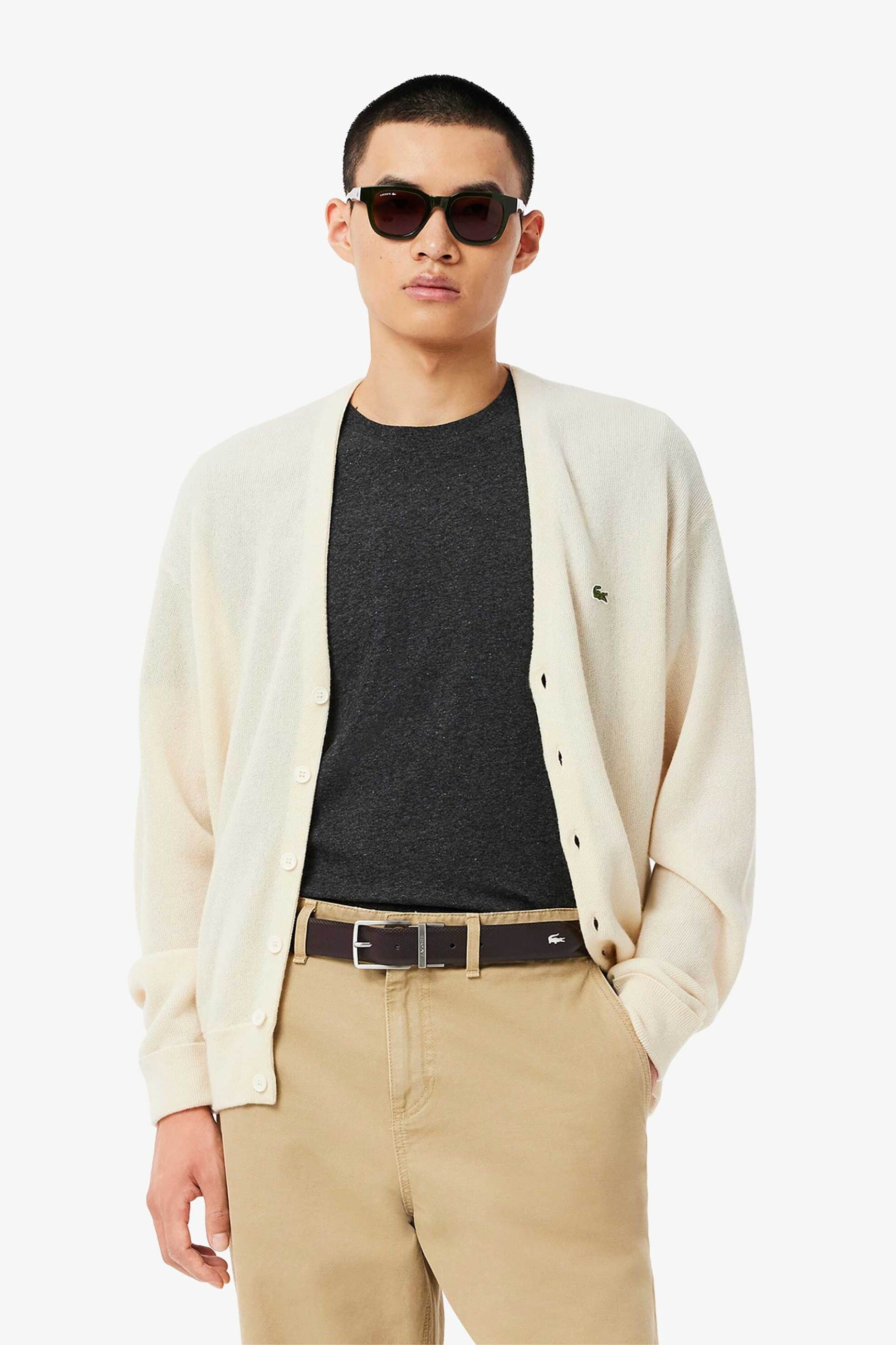 Lacoste Ανδρική Δερμάτινη Ζώνη Διπλής Όψης με Μεταλλικό Λογότυπο - Rc4097 Καφέ