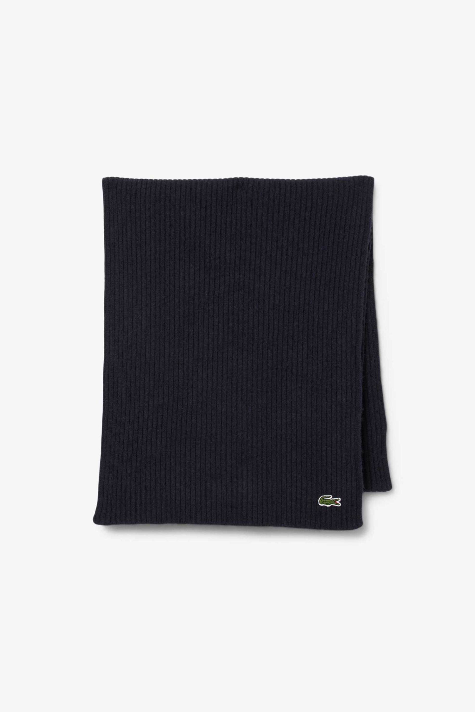 Lacoste unisex μάλλινο κασκόλ ribbed με κεντημένο λογότυπο - RE0058 Μπλε Σκούρο