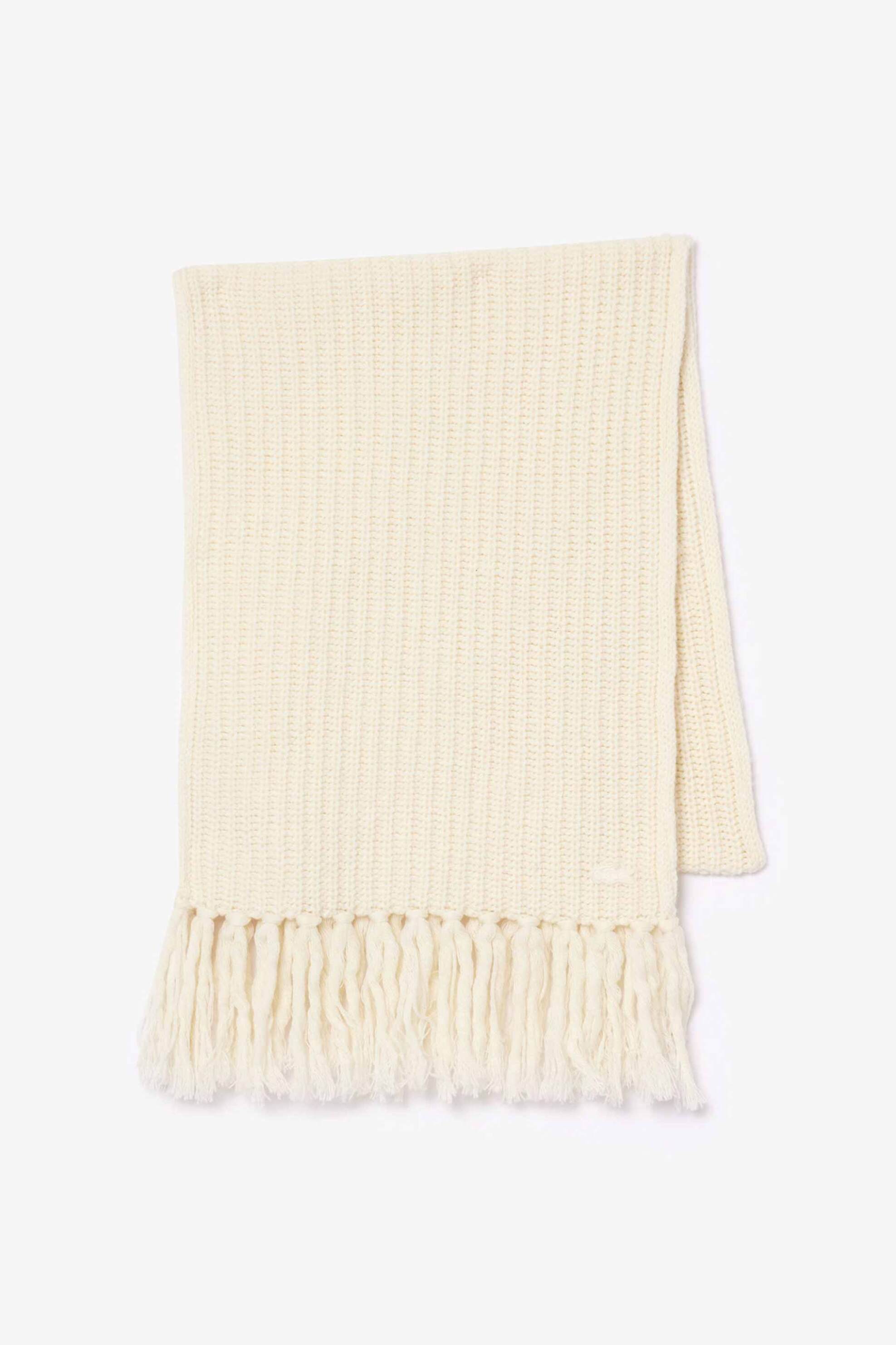 Lacoste γυναικείο μάλλινο κασκόλ ribbed με κρόσσια - RE2643-00 Λευκό