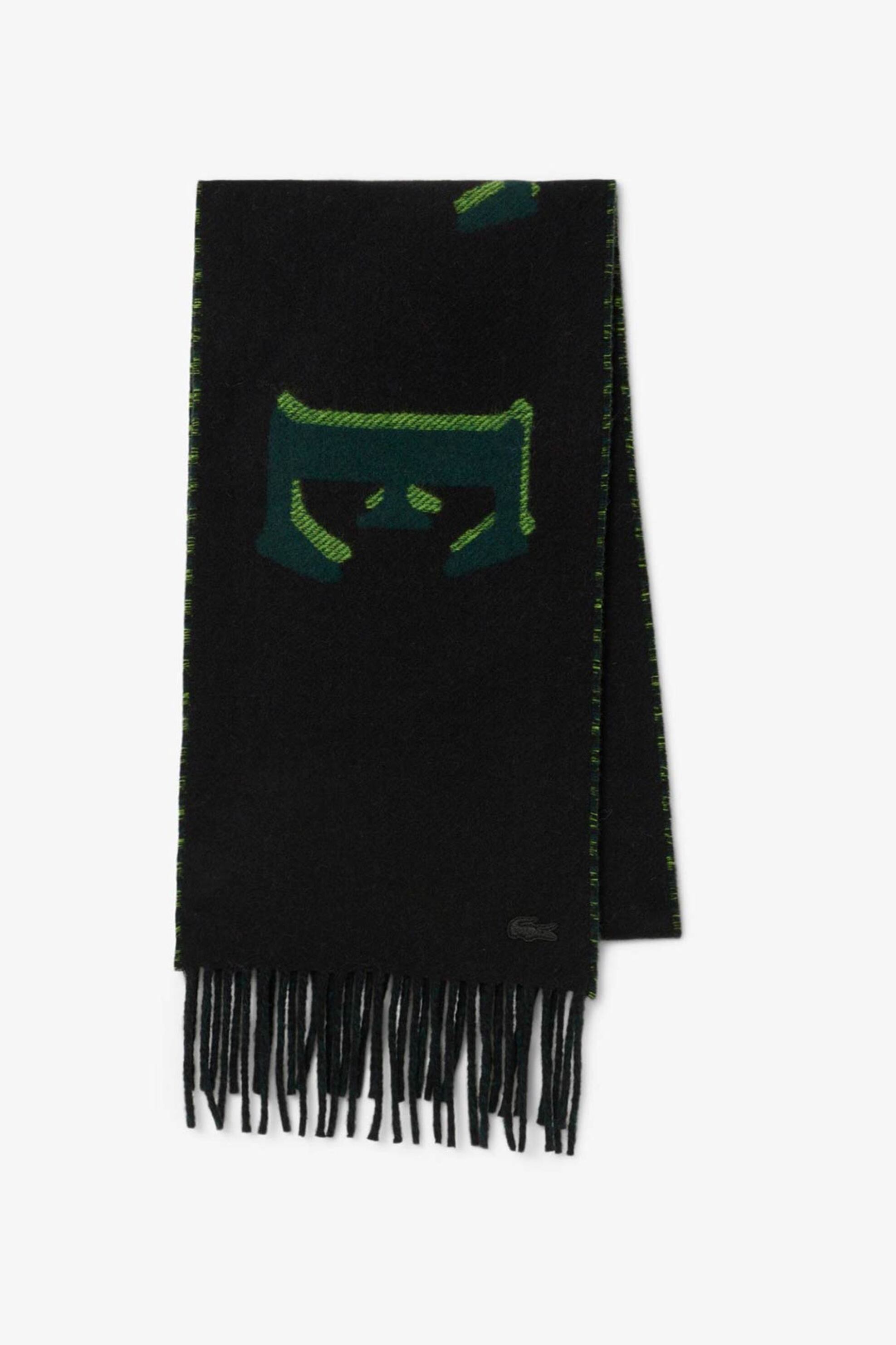 Lacoste unisex κασκόλ με λογότυπο και κρόσσια - RE5987-00 Μαύρο