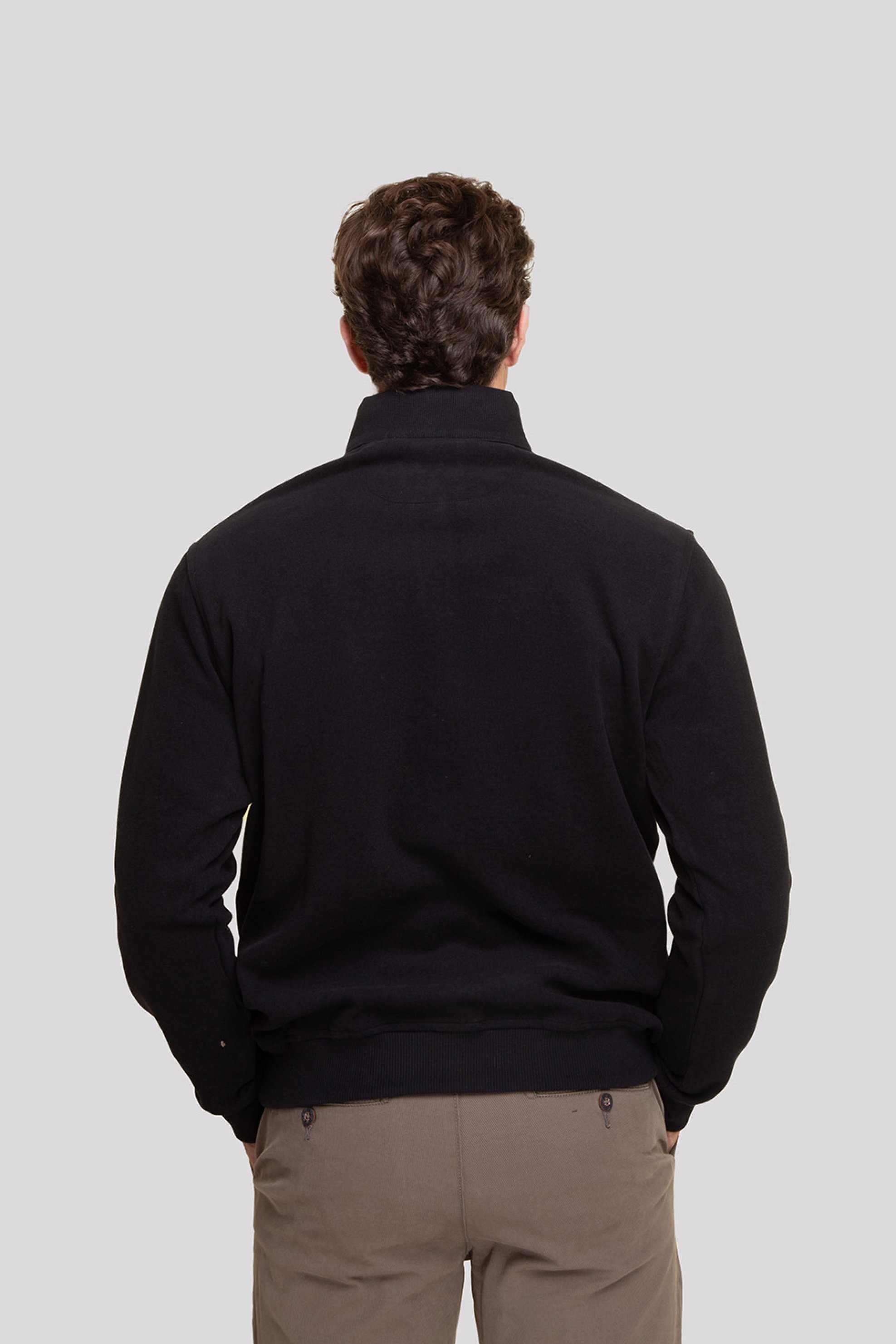 The Bostonians ανδρική μπλούζα φούτερ με κεντημένο λογότυπο και ψηλό λαιμό με 1/2 φερμουάρ Regular Fit - RO1000 Μαύρο φωτογραφία