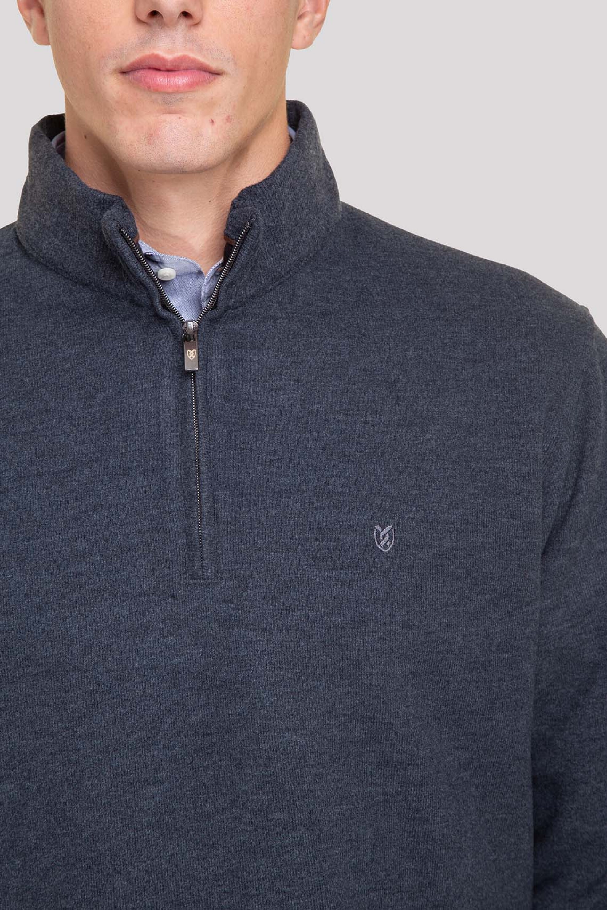 The Bostonians ανδρική μπλούζα φούτερ με ψηλό λαιμό και κεντημένο λογότυπο Regular Fit - RO1000 Ανθρακί φωτογραφία