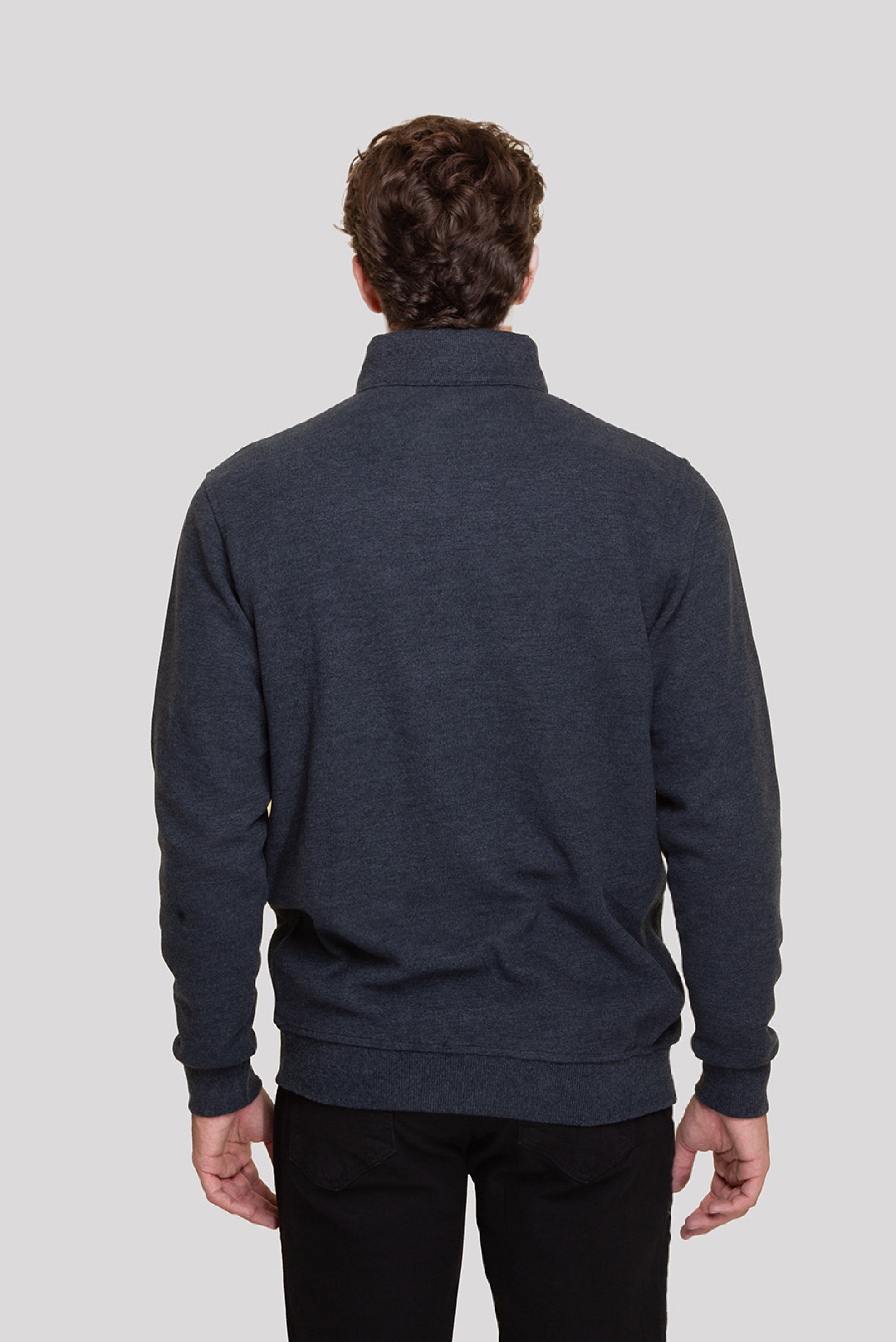 The Bostonians ανδρική μπλούζα φούτερ με κεντημένο λογότυπο και ψηλό λαιμό με 1/2 φερμουάρ Regular Fit - RO1000 Ανθρακί φωτογραφία