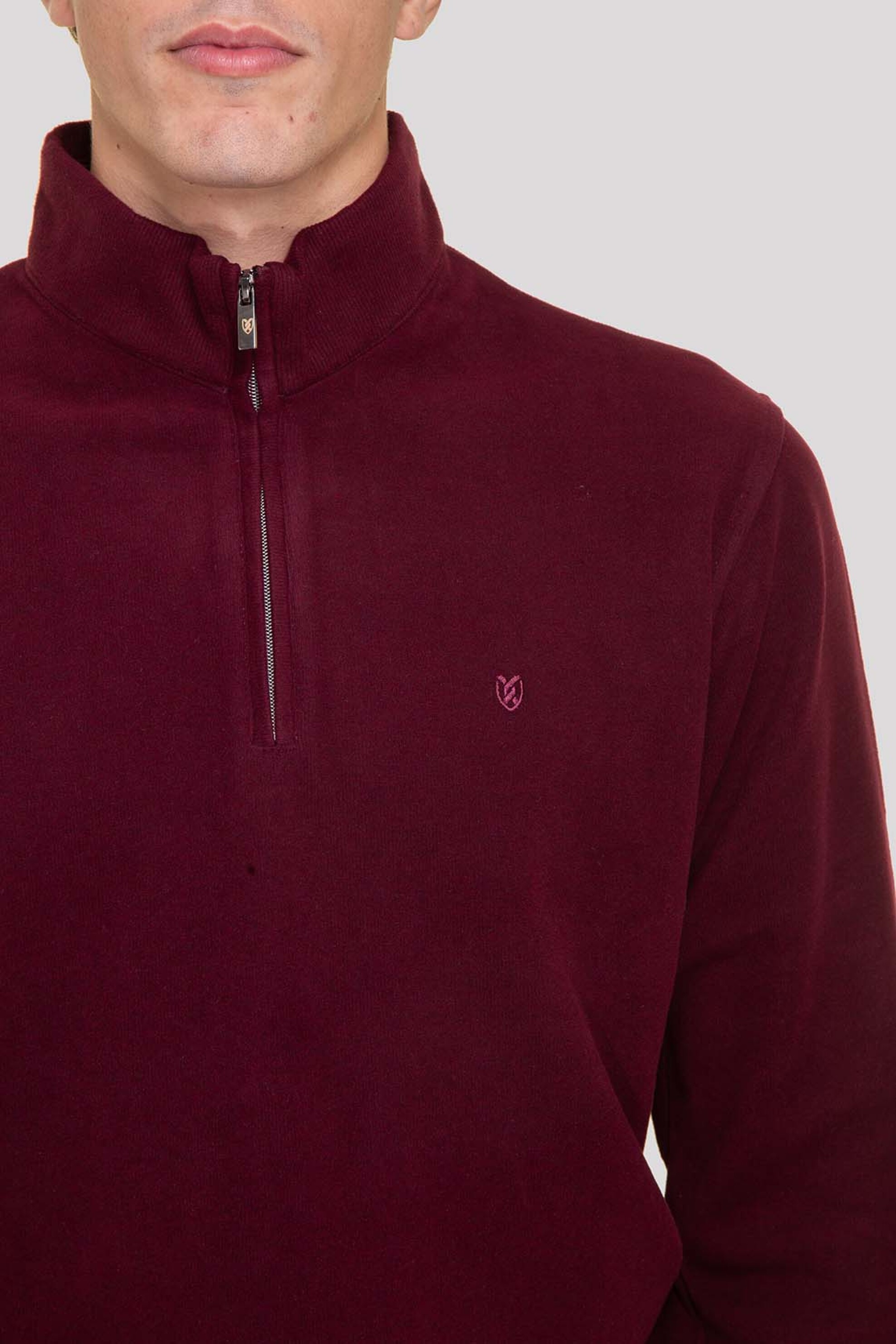 The Bostonians ανδρική μπλούζα φούτερ με ψηλό λαιμό και κεντημένο λογότυπο Regular Fit - RO1000 Μπορντό φωτογραφία