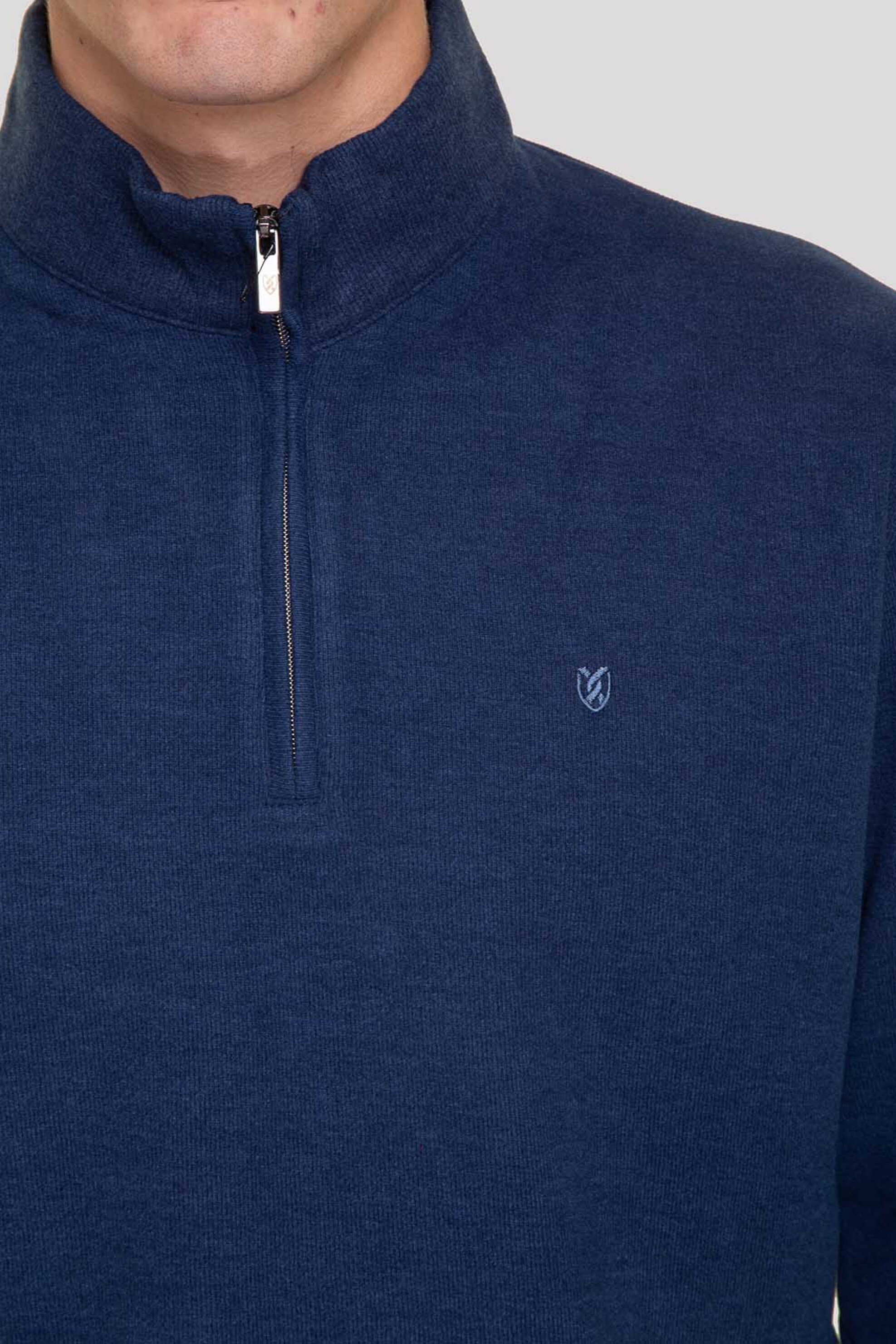 The Bostonians ανδρική μπλούζα φούτερ με κεντημένο λογότυπο και ψηλό λαιμό με 1/2 φερμουάρ Regular Fit - RO1000 Μπλε φωτογραφία