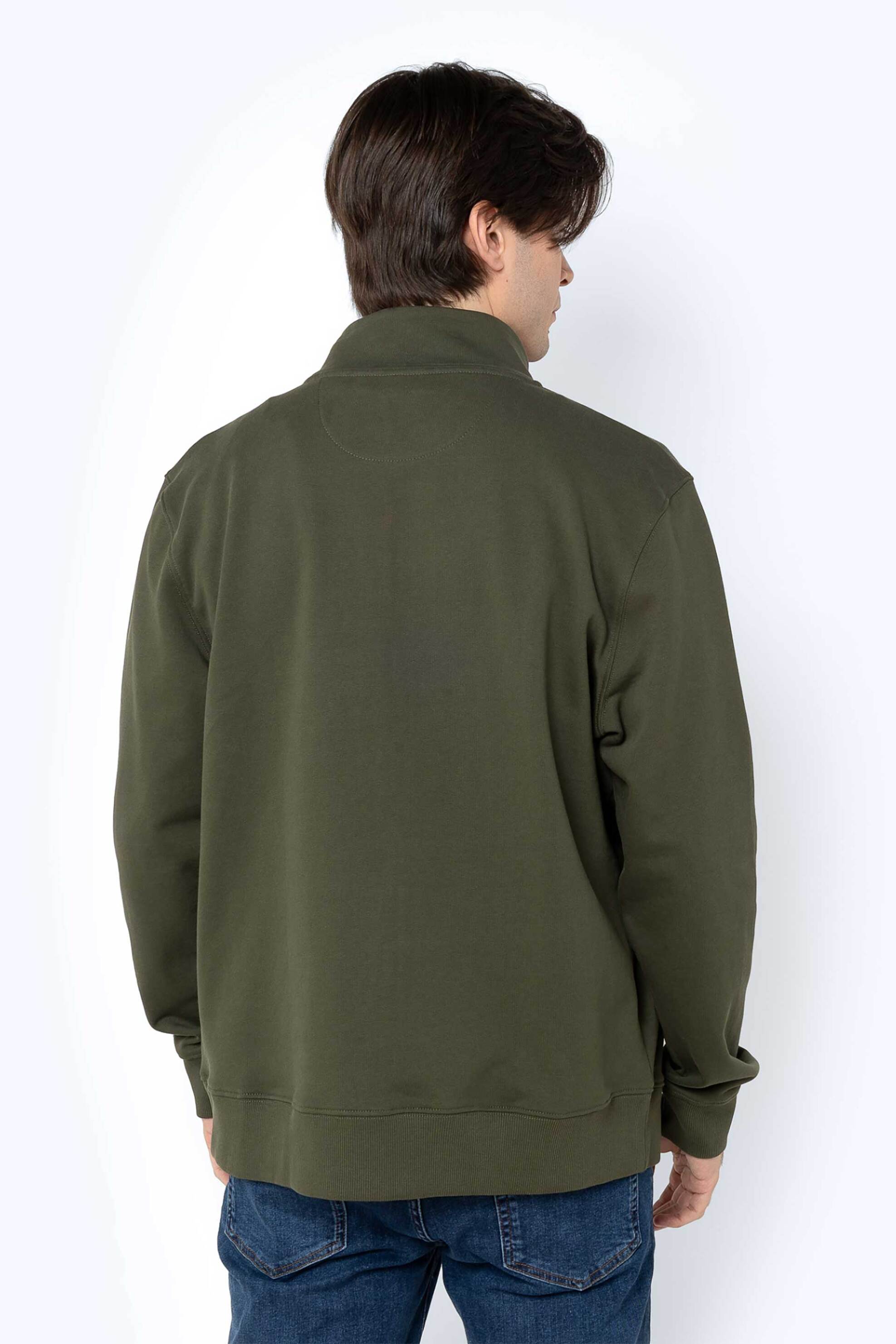 The Bostonians ανδρική ζακέτα φούτερ με ψηλό λαιμό και λογότυπο Regular Fit - RO1004 Χακί φωτογραφία