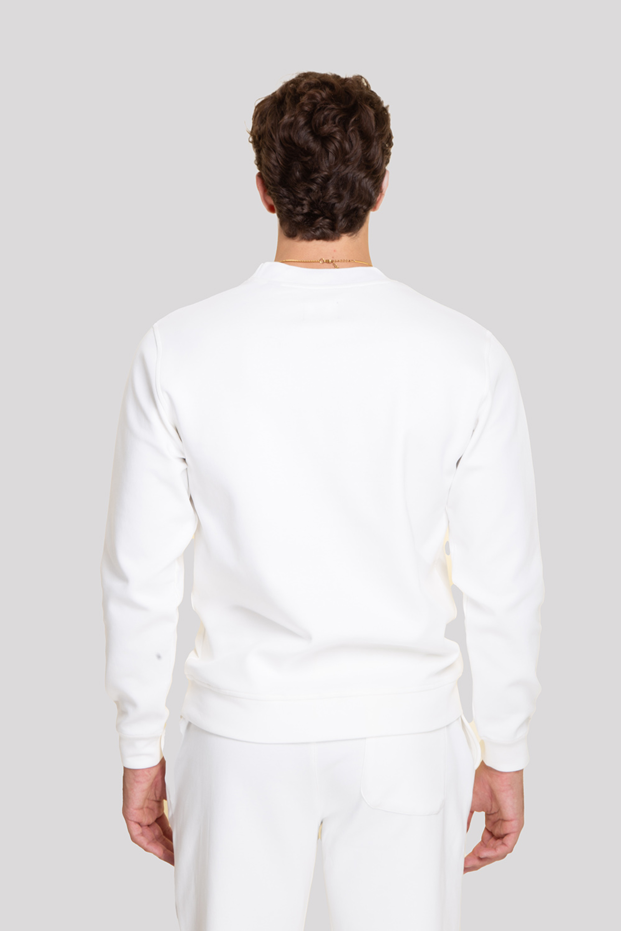 The Bostonians ανδρική μπλούζα φούτερ με contrast logo στη λαιμόκοψη Regular Fit - RO1005 Λευκό φωτογραφία