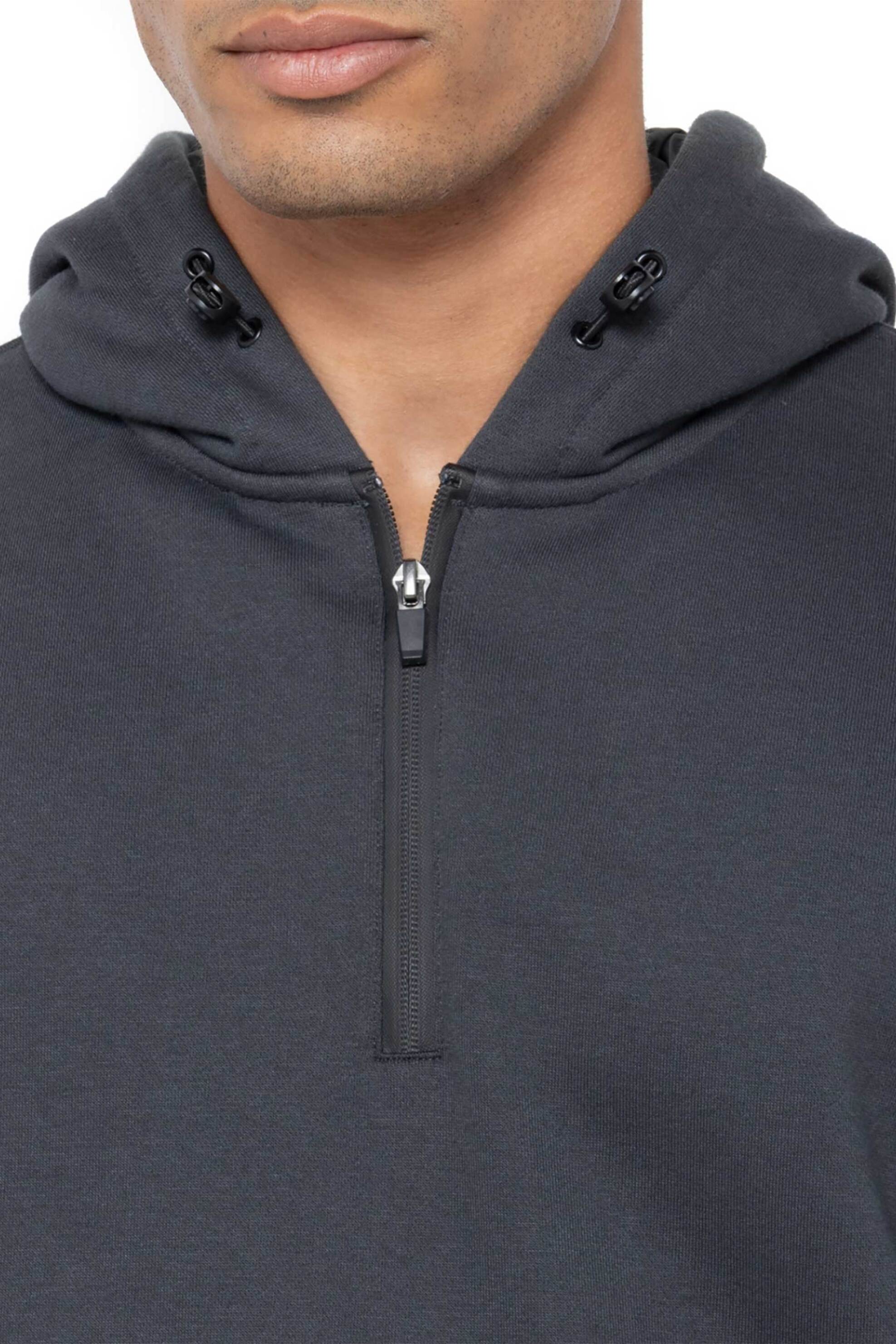 The Bostonians ανδρική μπλούζα φούτερ με κουκούλα και logo patch Regular Fit - RO1007 Γκρι Σκούρο φωτογραφία