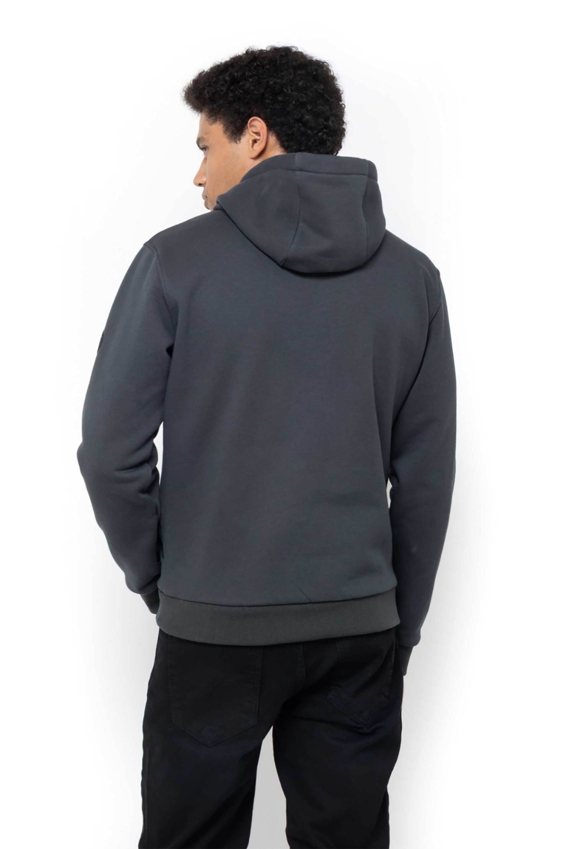 The Bostonians ανδρική μπλούζα φούτερ με κουκούλα και logo patch Regular Fit - RO1007 Γκρι Σκούρο φωτογραφία