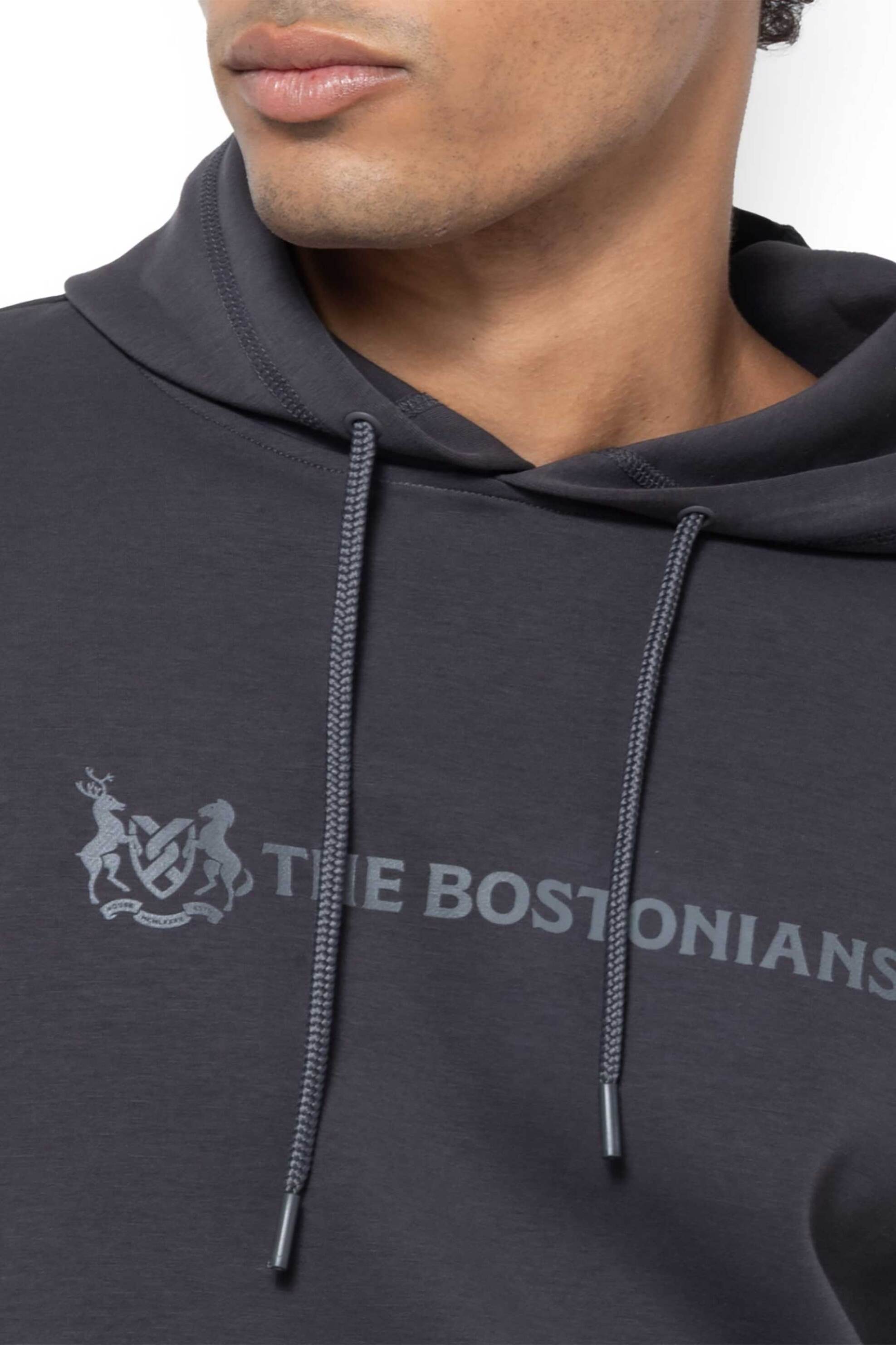 The Bostonians ανδρική μπλούζα φούτερ με κουκούλα και logo print Regular Fit - RO1011 Ανθρακί φωτογραφία