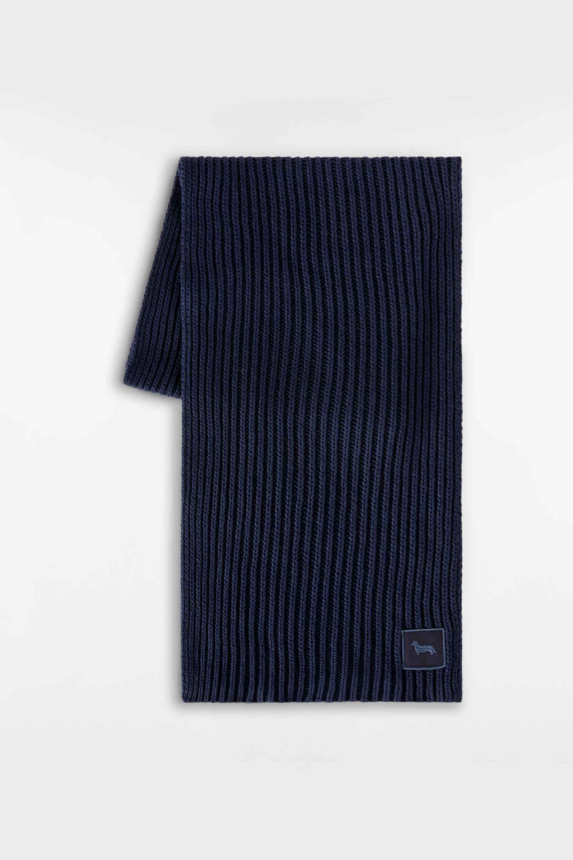 Harmont & Blaine ανδρικό κασκόλ ribbed με κασμίρι και κεντημένο λογότυπο - S0P188031112 Μπλε Σκούρο