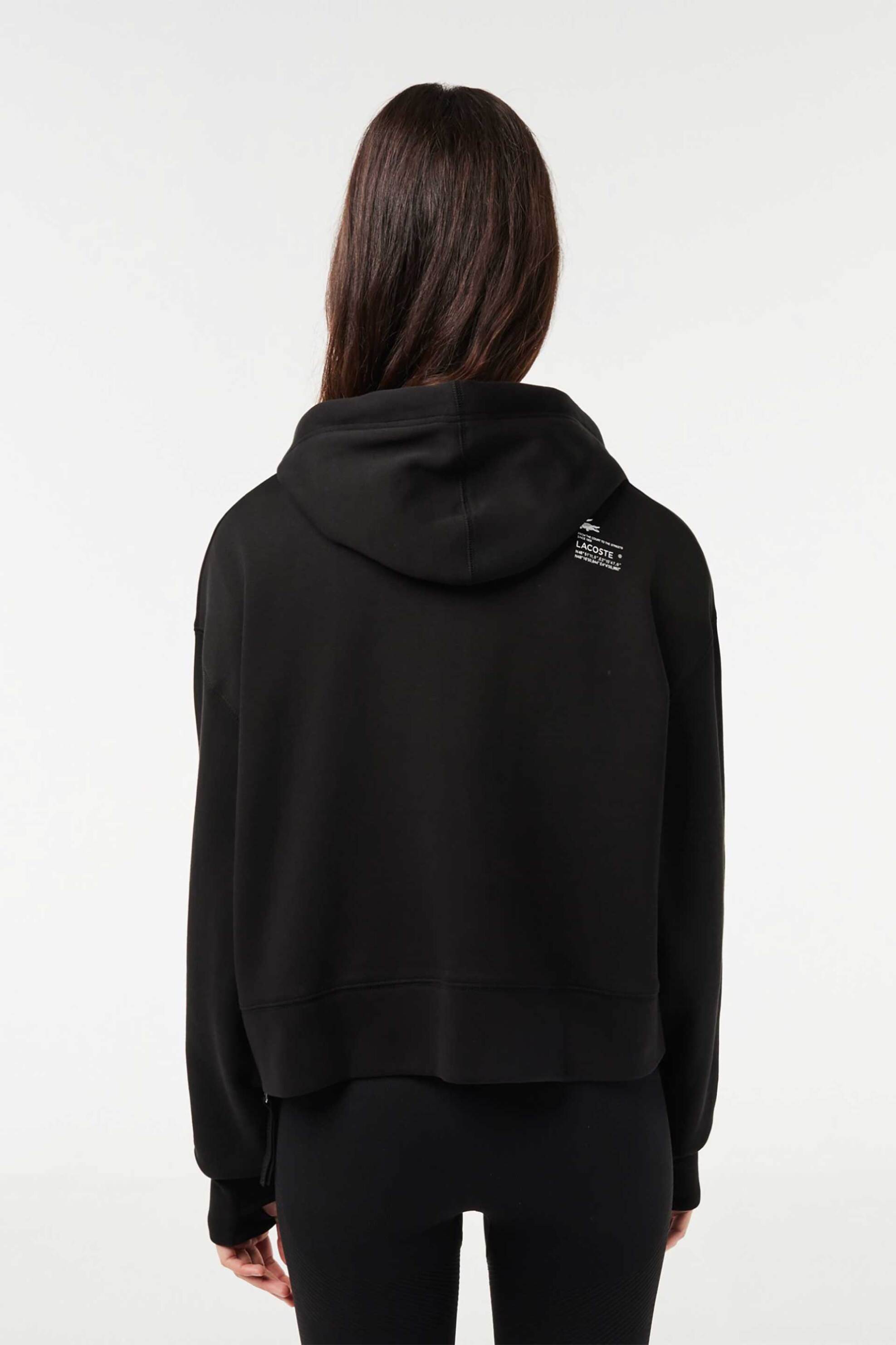 Lacoste γυναικεία μπλούζα φούτερ με κουκούλα και τσέπη στο μανίκι - SF0281 Μαύρο φωτογραφία