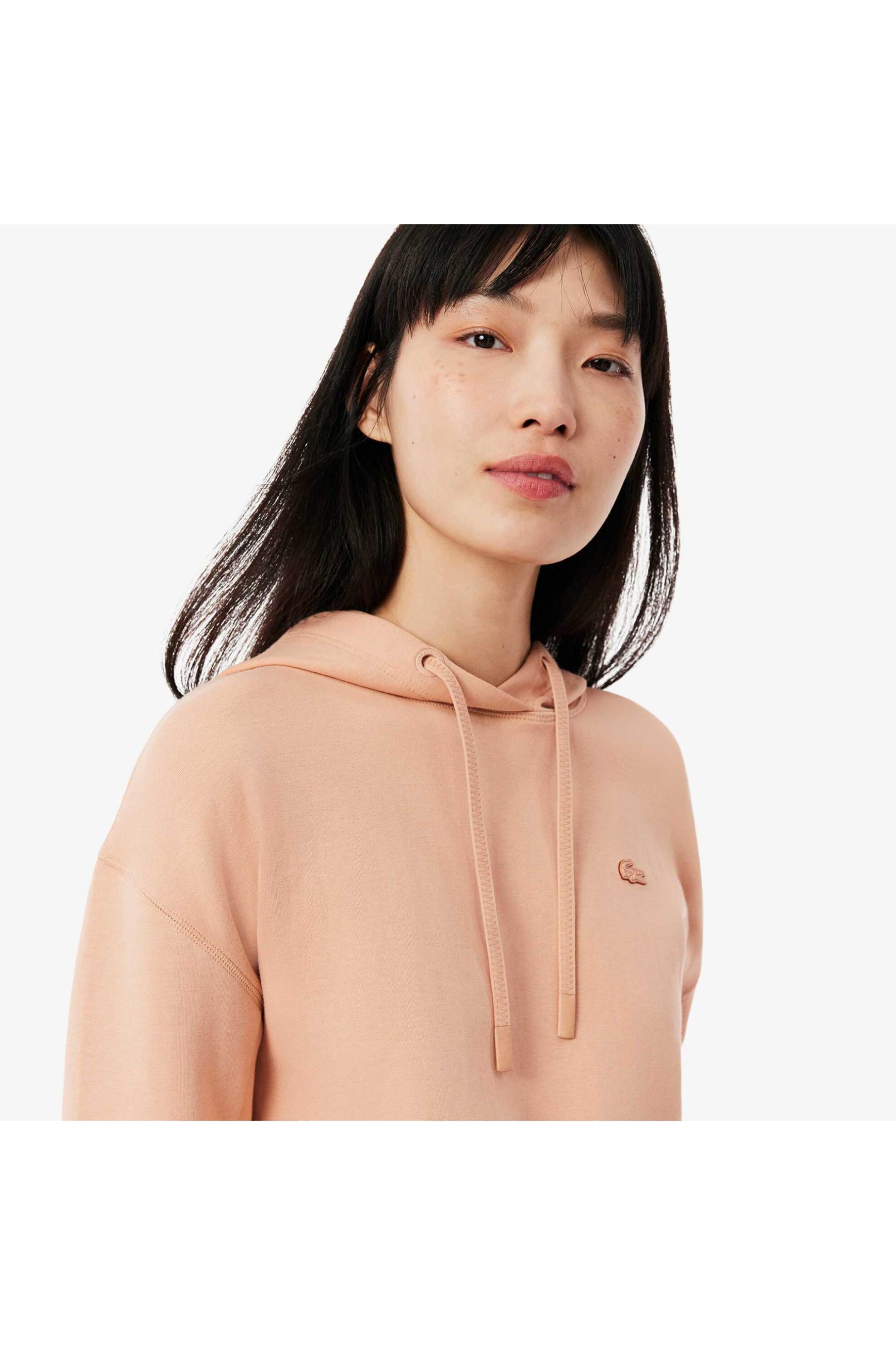 Lacoste γυναικεία μπλούζα φούτερ με κουκούλα και τσέπη στο μανίκι - SF0281 Καφέ Latte φωτογραφία