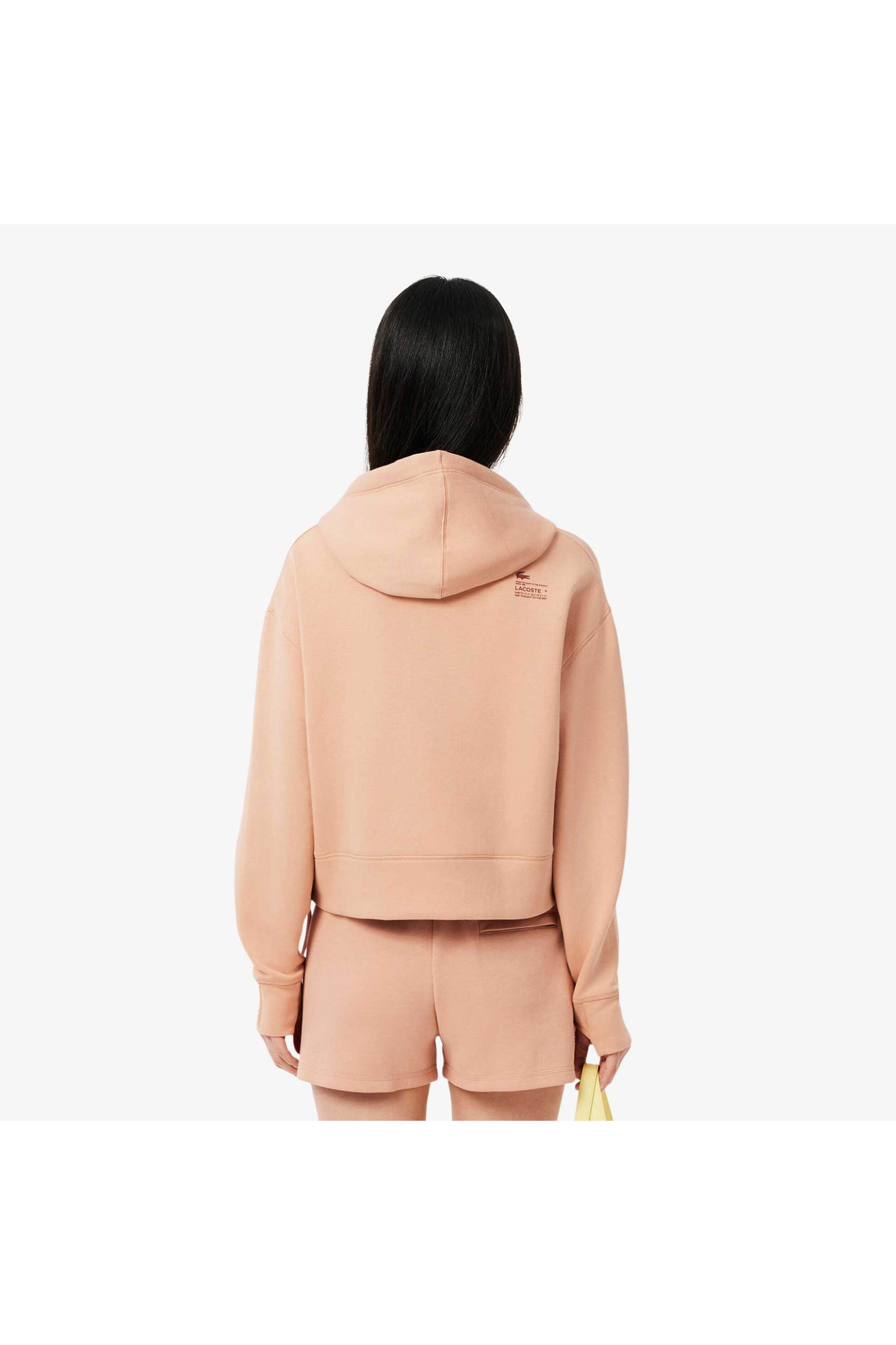 Lacoste γυναικεία μπλούζα φούτερ με κουκούλα και τσέπη στο μανίκι - SF0281 Καφέ Latte φωτογραφία