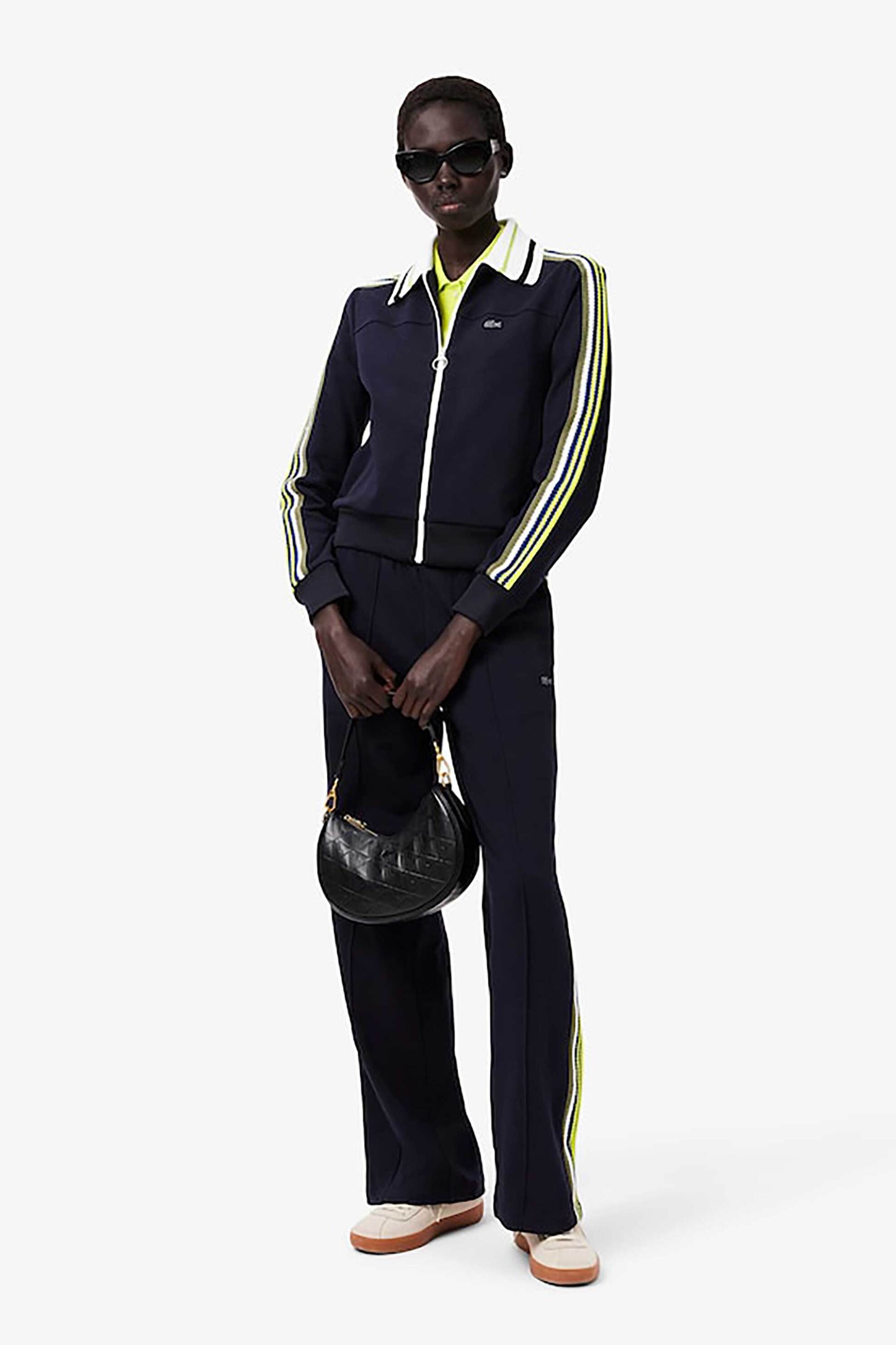 Lacoste γυναικεία ζακέτα φούτερ με γιακά και contrast λεπτομέρειες Regular Fit - SF2656-00 Μπλε Σκούρο φωτογραφία