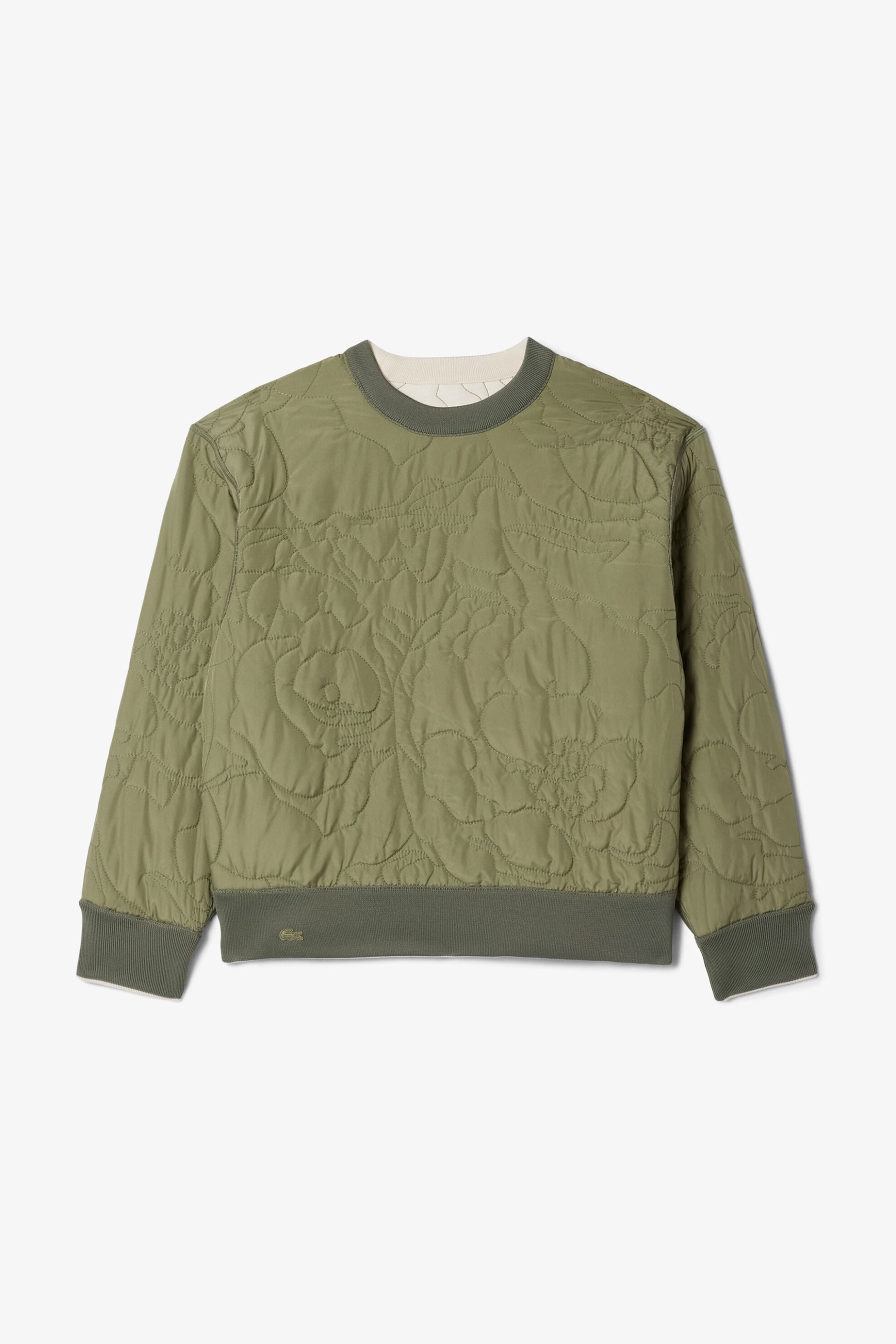 Lacoste γυναικεία μπλούζα φούτερ διπλής όψης με all-over flower motif Oversized Fit - SF2686-00 Λαδί φωτογραφία