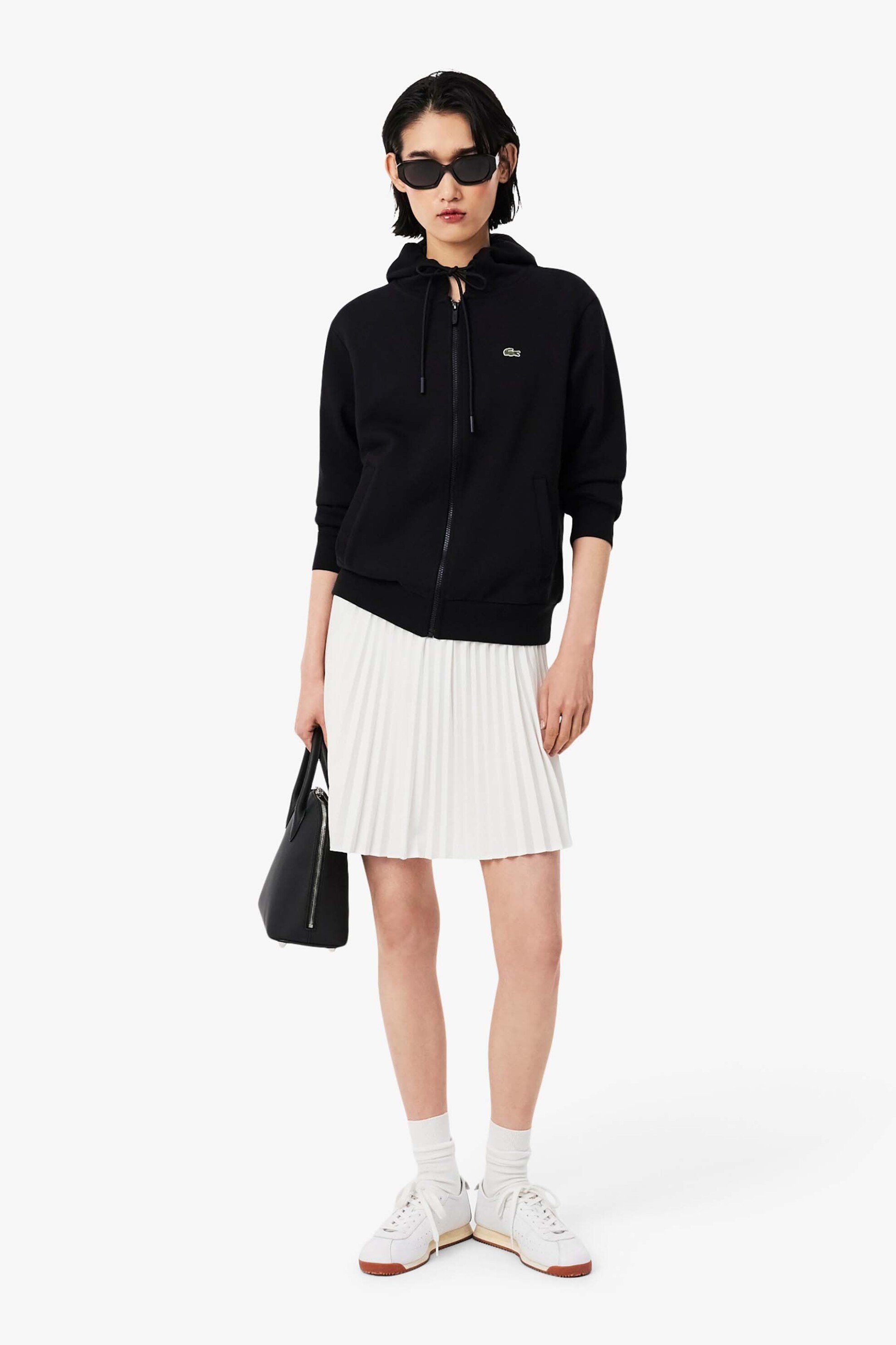 LACOSTE Lacoste γυναικεία ζακέτα φούτερ με κουκούλα και κεντημένο λογότυπο Relaxed Fit - SF5256-00 Μαύρο - 3