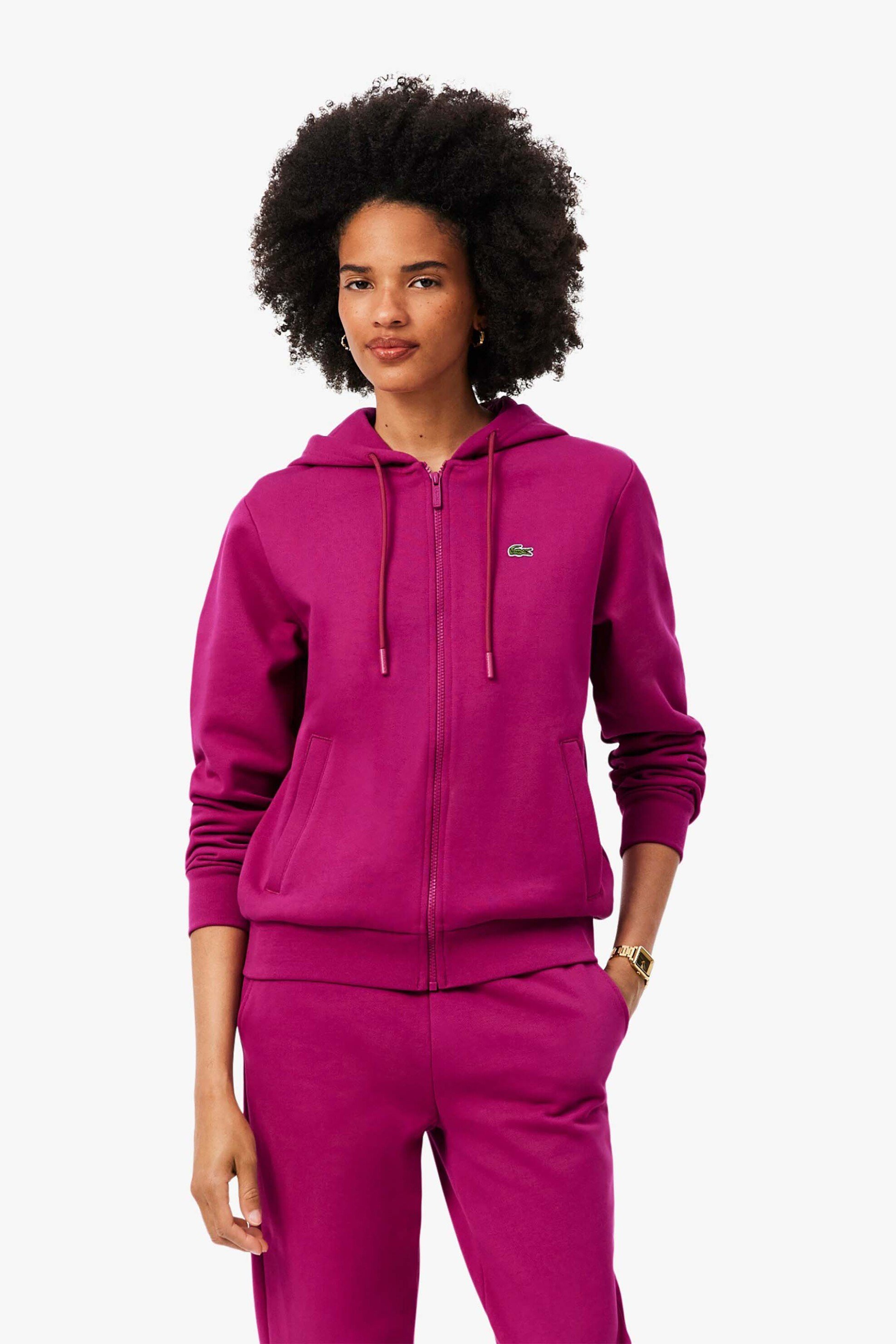 LACOSTE Lacoste γυναικεία ζακέτα φούτερ με κουκούλα και κεντημένο λογότυπο Relaxed Fit - SF5256-00 Φούξια