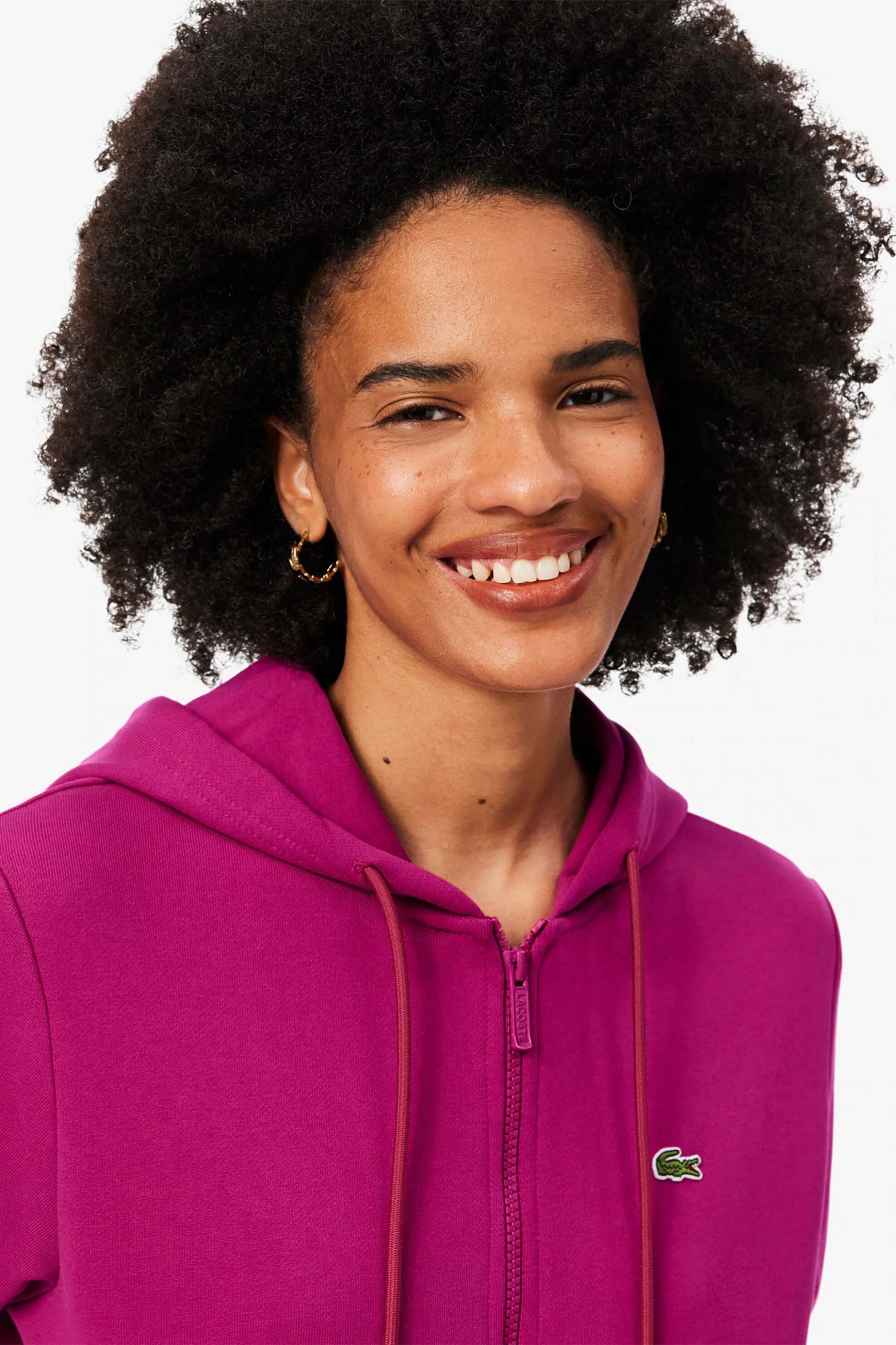 LACOSTE Lacoste γυναικεία ζακέτα φούτερ με κουκούλα και κεντημένο λογότυπο Relaxed Fit - SF5256-00 Φούξια - 2