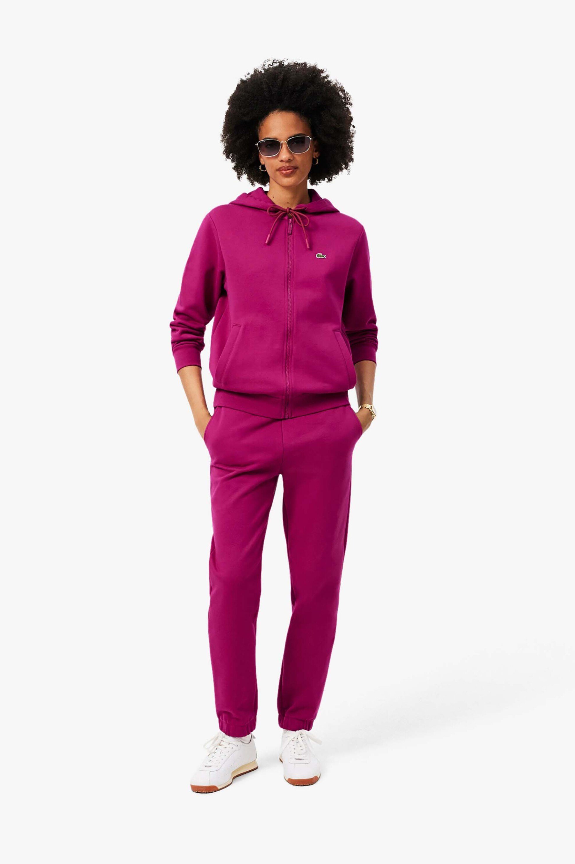 LACOSTE Lacoste γυναικεία ζακέτα φούτερ με κουκούλα και κεντημένο λογότυπο Relaxed Fit - SF5256-00 Φούξια - 3