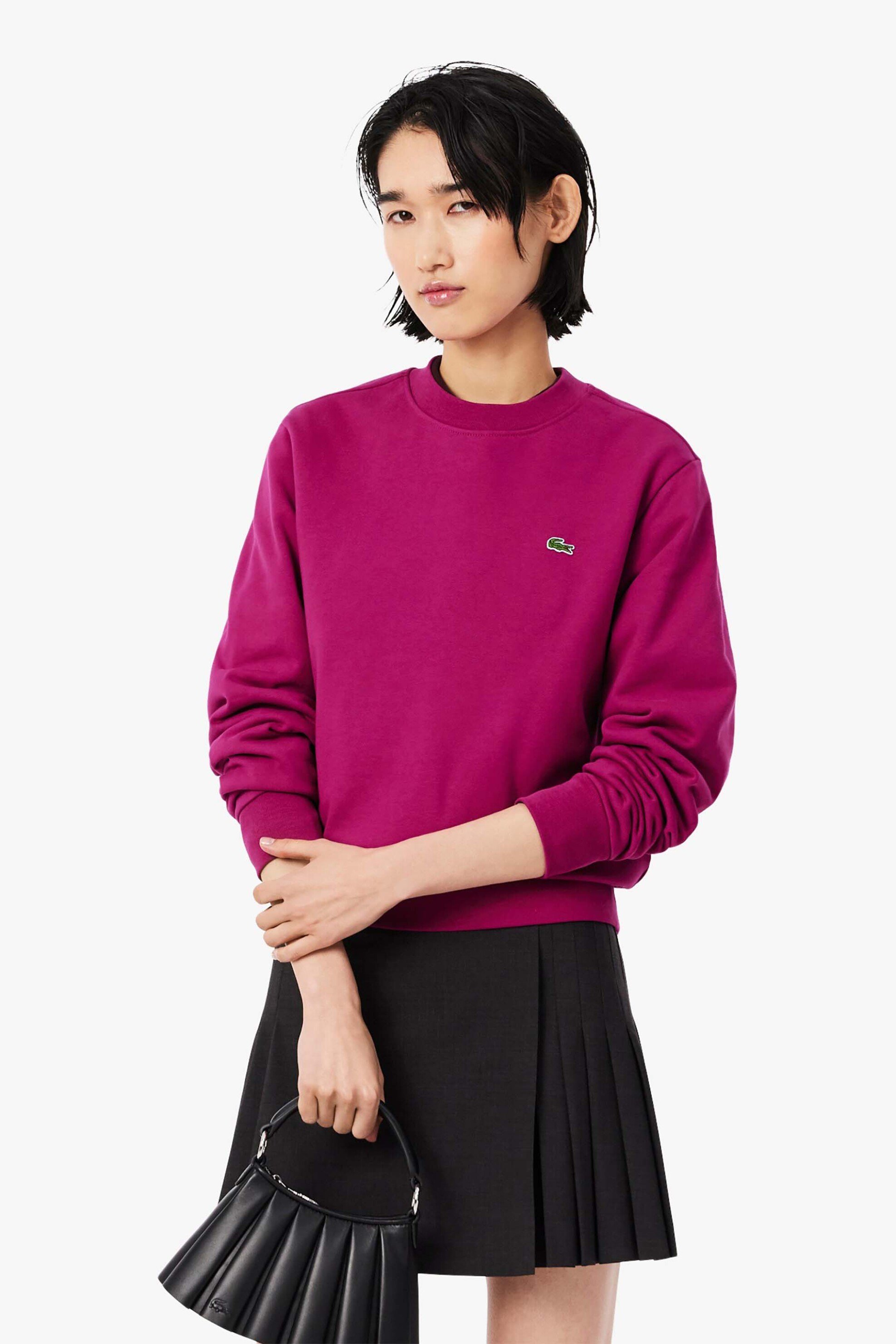 Lacoste γυναικεία μπλούζα φούτερ με κεντημένο λογότυπο Relaxed Fit - SF5270-00 Φούξια