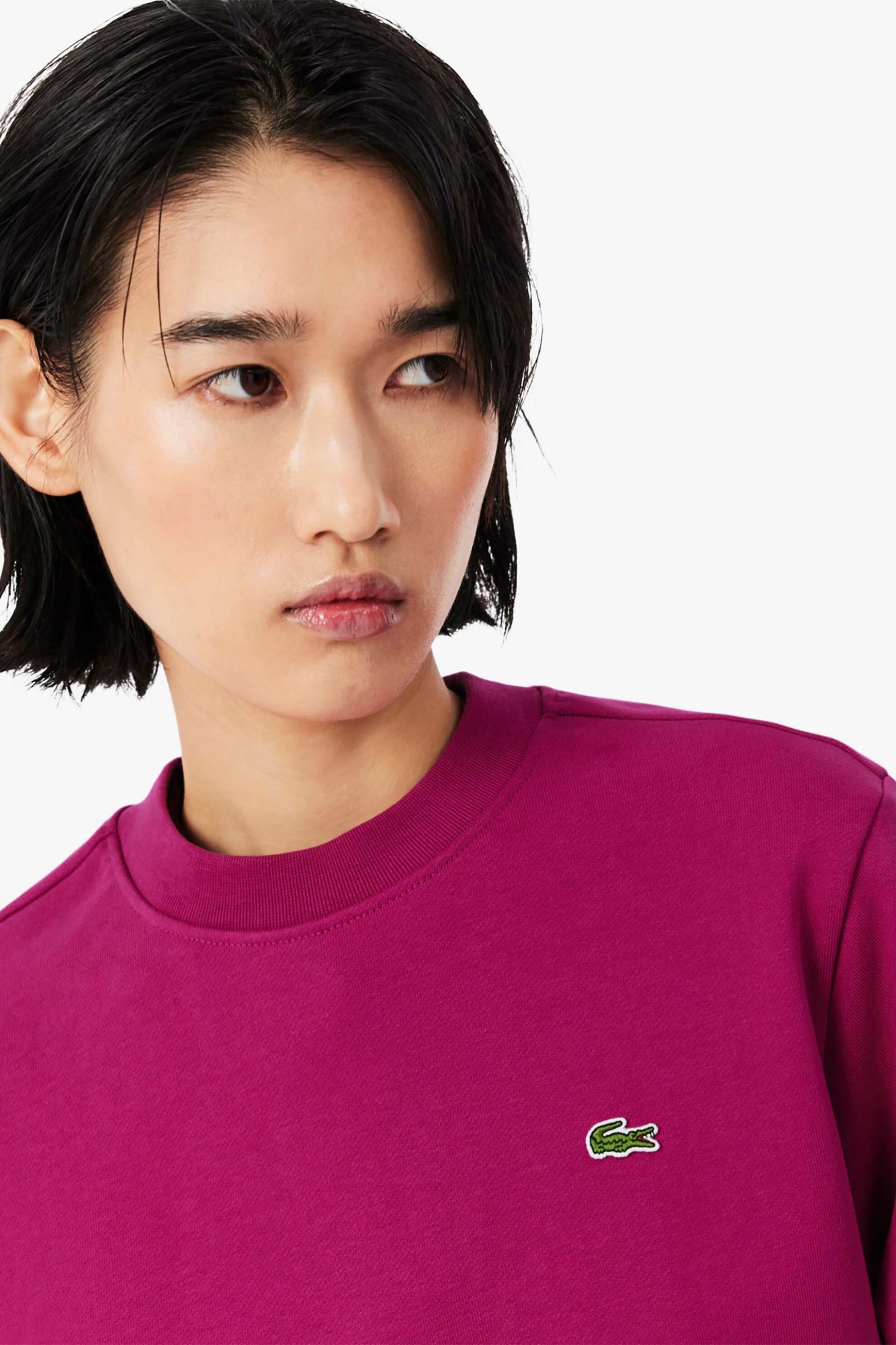 Lacoste γυναικεία μπλούζα φούτερ με κεντημένο λογότυπο Relaxed Fit - SF5270-00 Φούξια