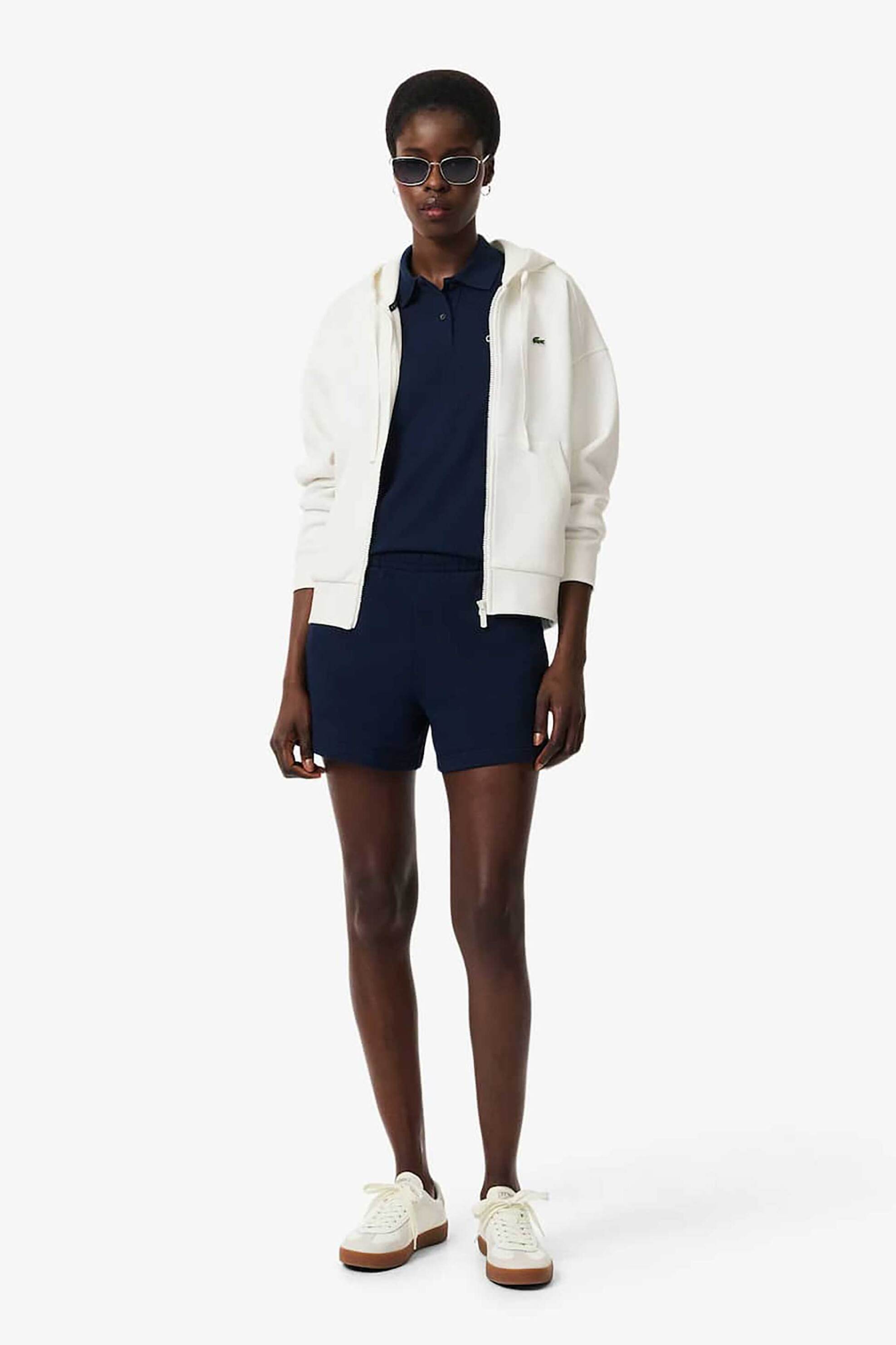 LACOSTE Lacoste γυναικεία ζακέτα φούτερ πικέ με κουκούλα και κεντημένο λογότυπο Regular Fit - SF5272-00 Λευκό - 3