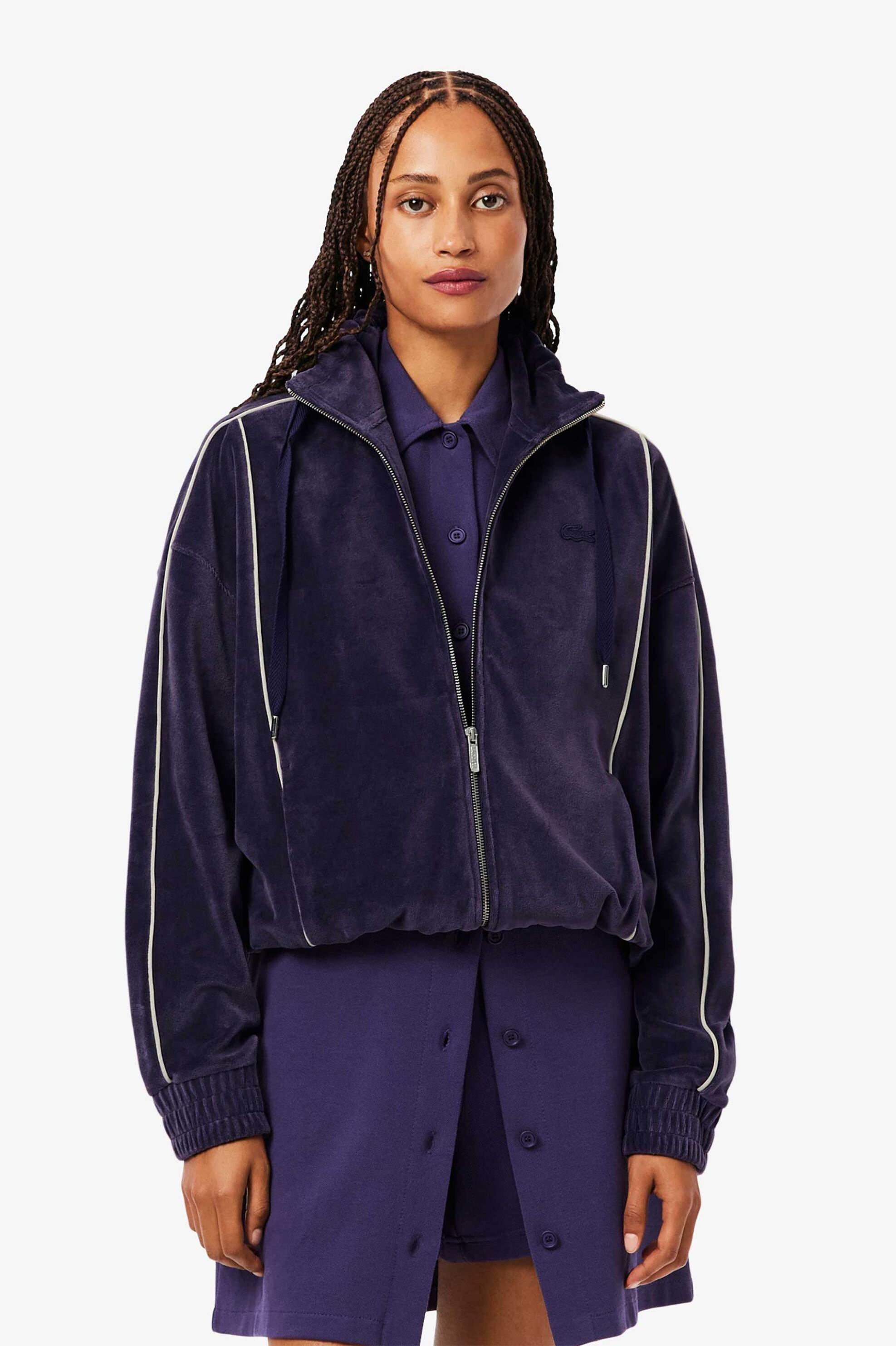Lacoste γυναικεία ζακέτα φούτερ με βελούδινη υφή και κεντημένο λογότυπο Oversized Fit