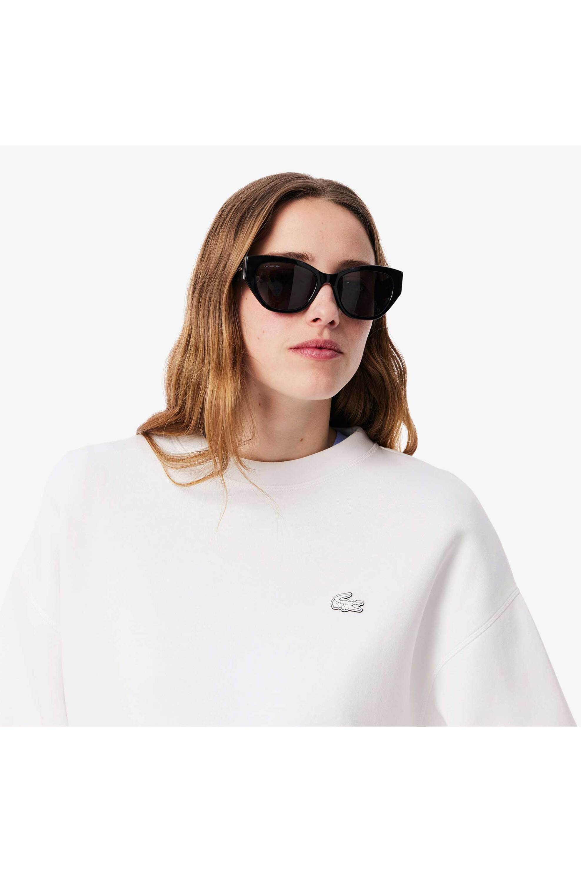 Lacoste γυναικεία μπλούζα φούτερ με εξωτερικές ραφές και ton-sur-ton λογότυπο Oversized Fit - SF5614 Λευκό φωτογραφία