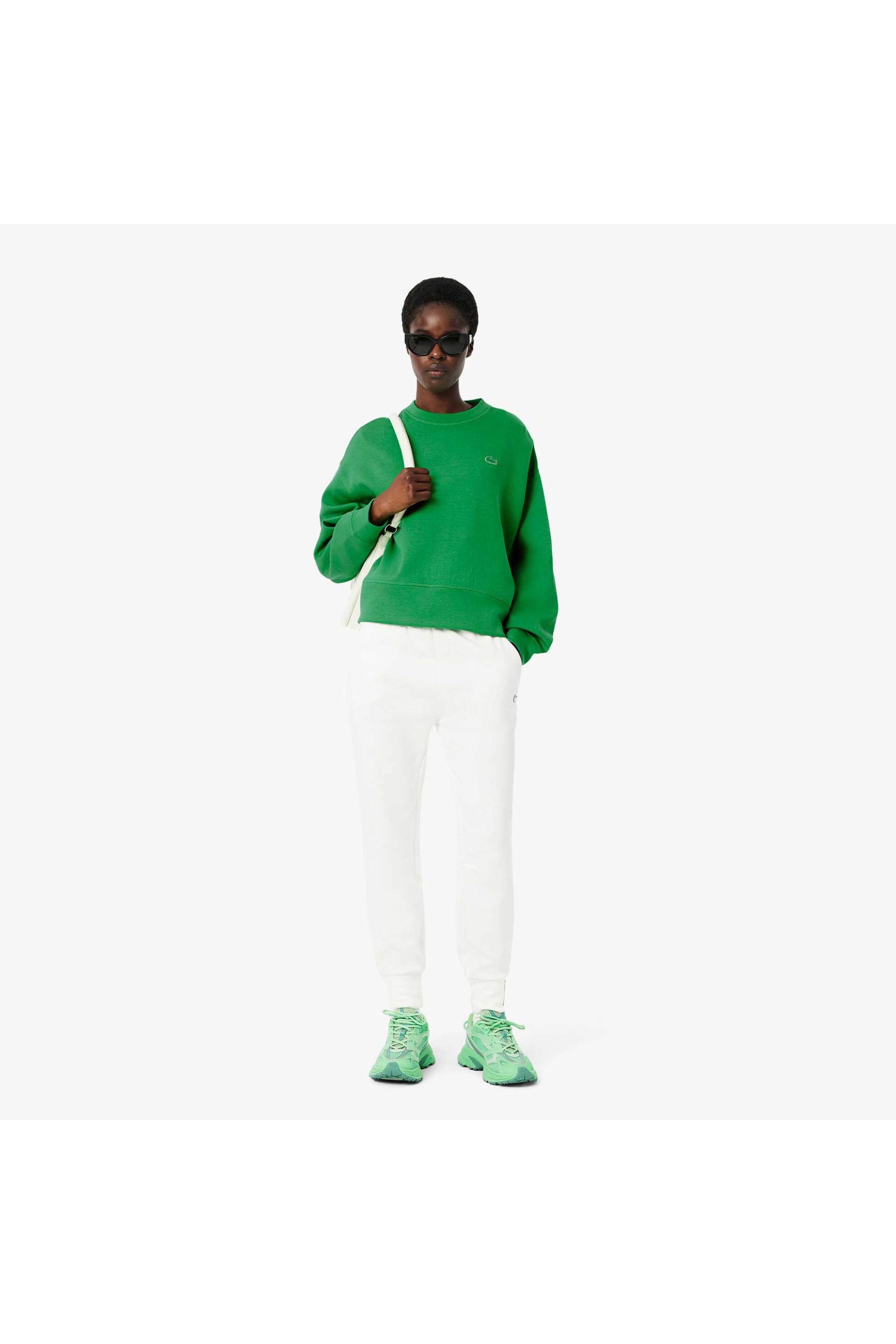 Lacoste γυναικεία μπλούζα φούτερ με εξωτερικές ραφές και ton-sur-ton λογότυπο Oversized Fit - SF5614 Πράσινο φωτογραφία