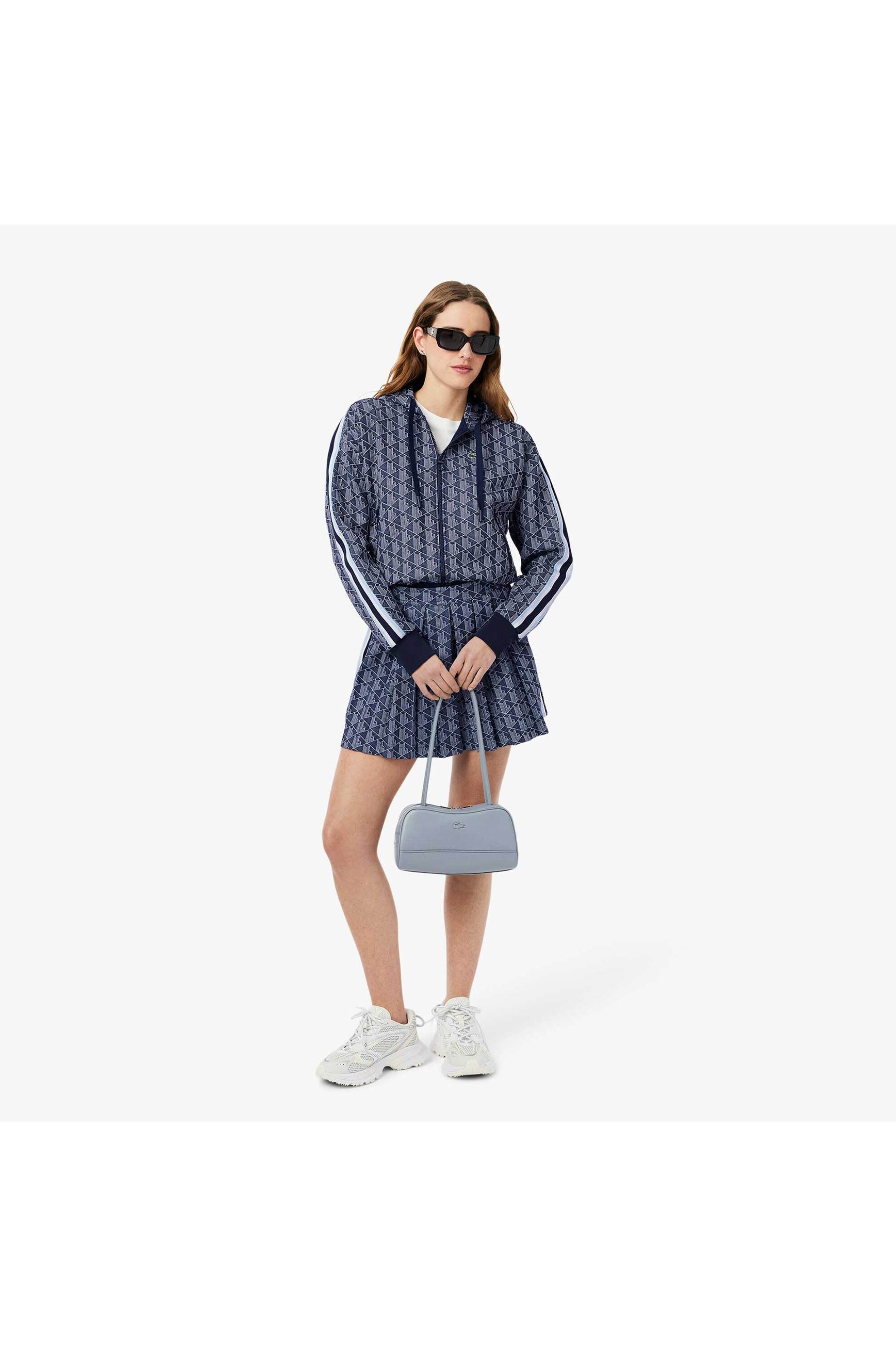 LACOSTE Lacoste γυναικεία ζακέτα φούτερ με κουκούλα και all-over monogram print Regular Fit - SF7606 Μπλε Σκούρο - 3