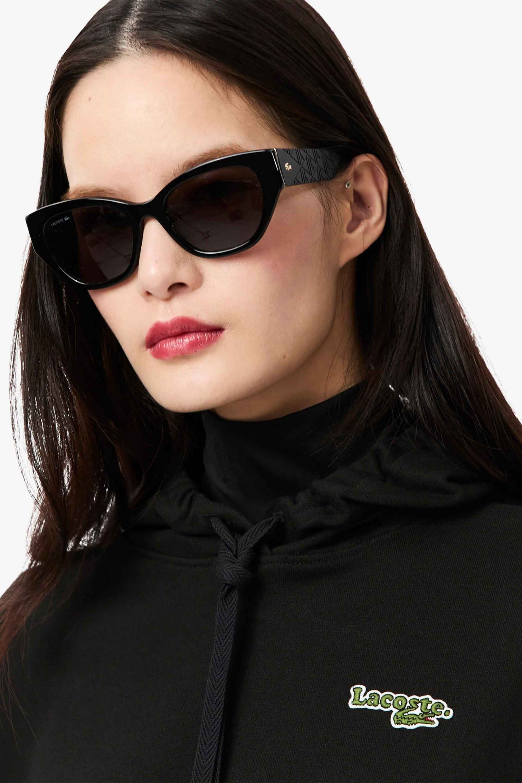 Lacoste γυναικεία μπλούζα φούτερ με κουκούλα και logo print Oversized Fit - SF7607-00 Μαύρο φωτογραφία