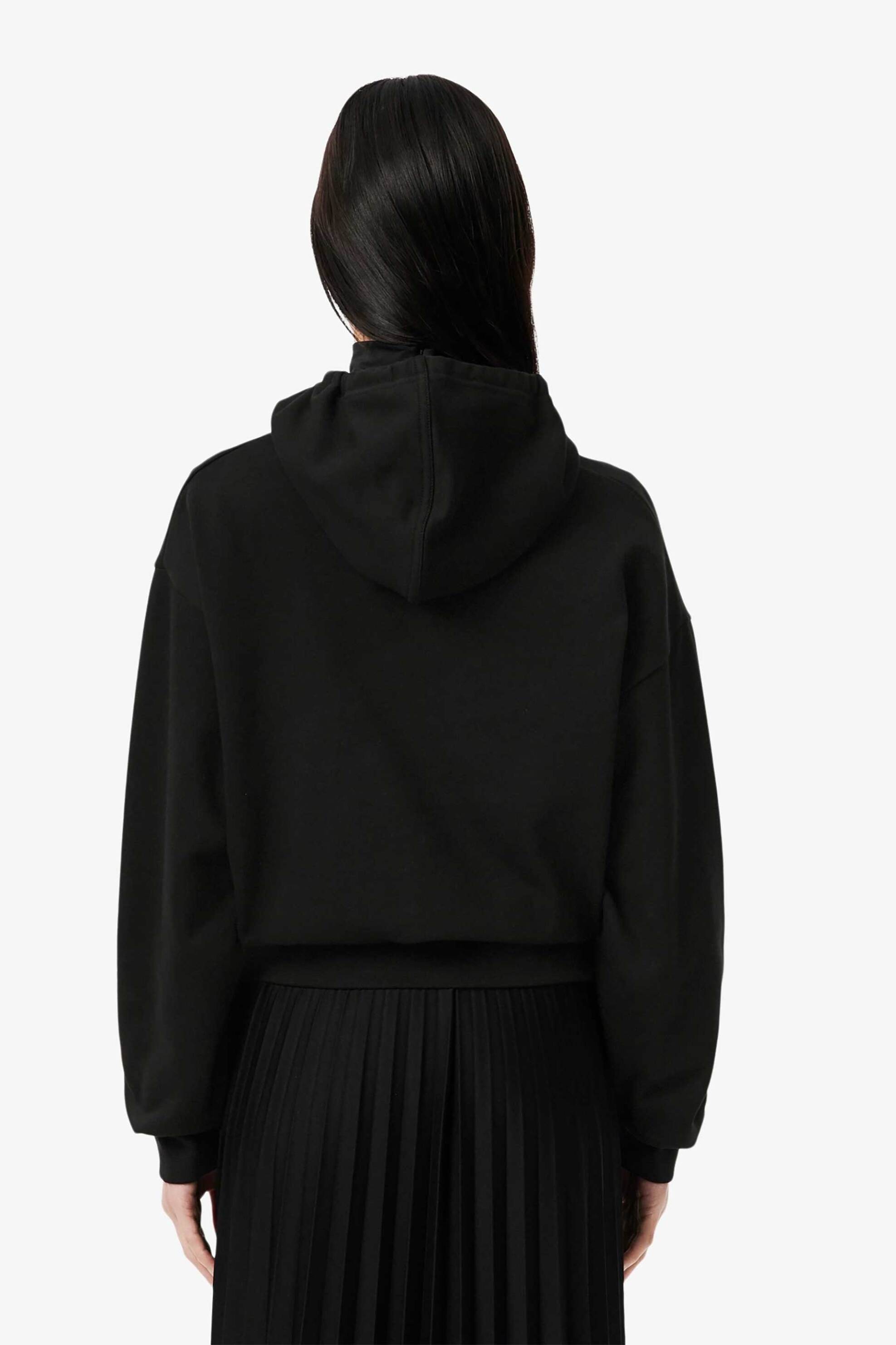 Lacoste γυναικεία μπλούζα φούτερ με κουκούλα και logo print Oversized Fit - SF7607-00 Μαύρο φωτογραφία