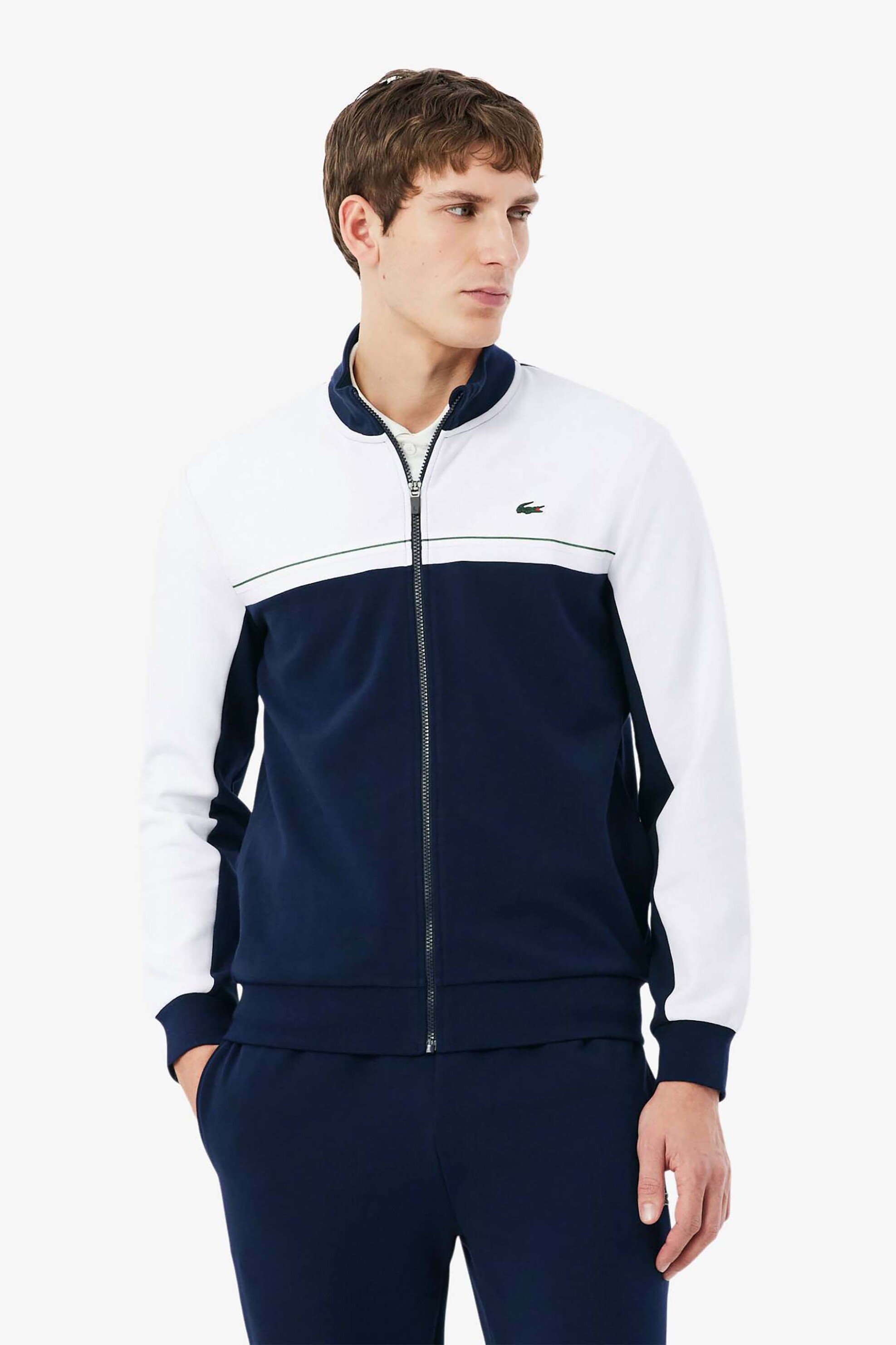 Lacoste ανδρική ζακέτα φούτερ colour-blocked με λογότυπο Regular Fit - SH0131 Μπλε Σκούρο