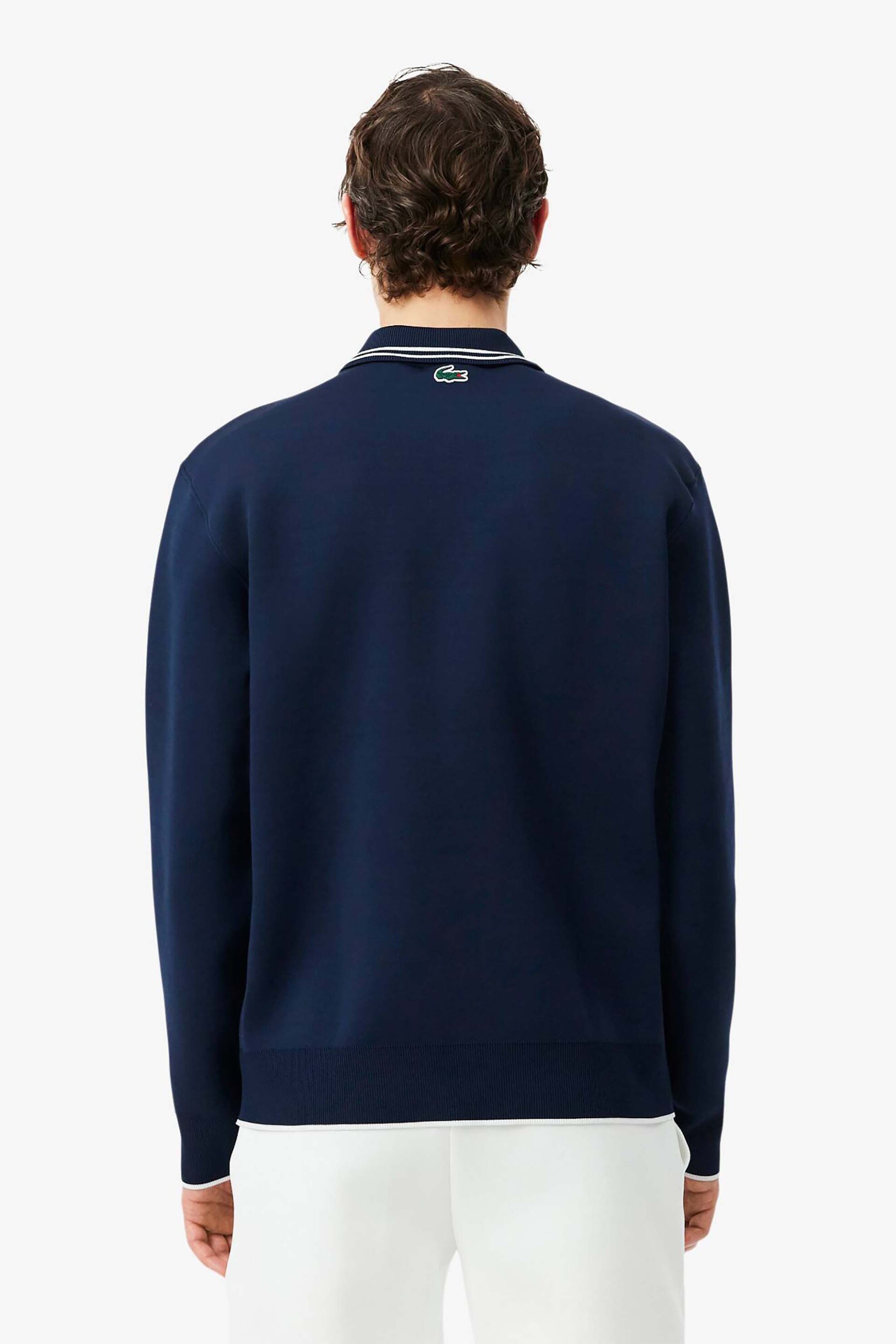 Lacoste Ανδρική Μπλούζα Φούτερ με Γιακά Και Tennis Patch Relaxed Fit - Sh0271 Μπλε Σκούρο