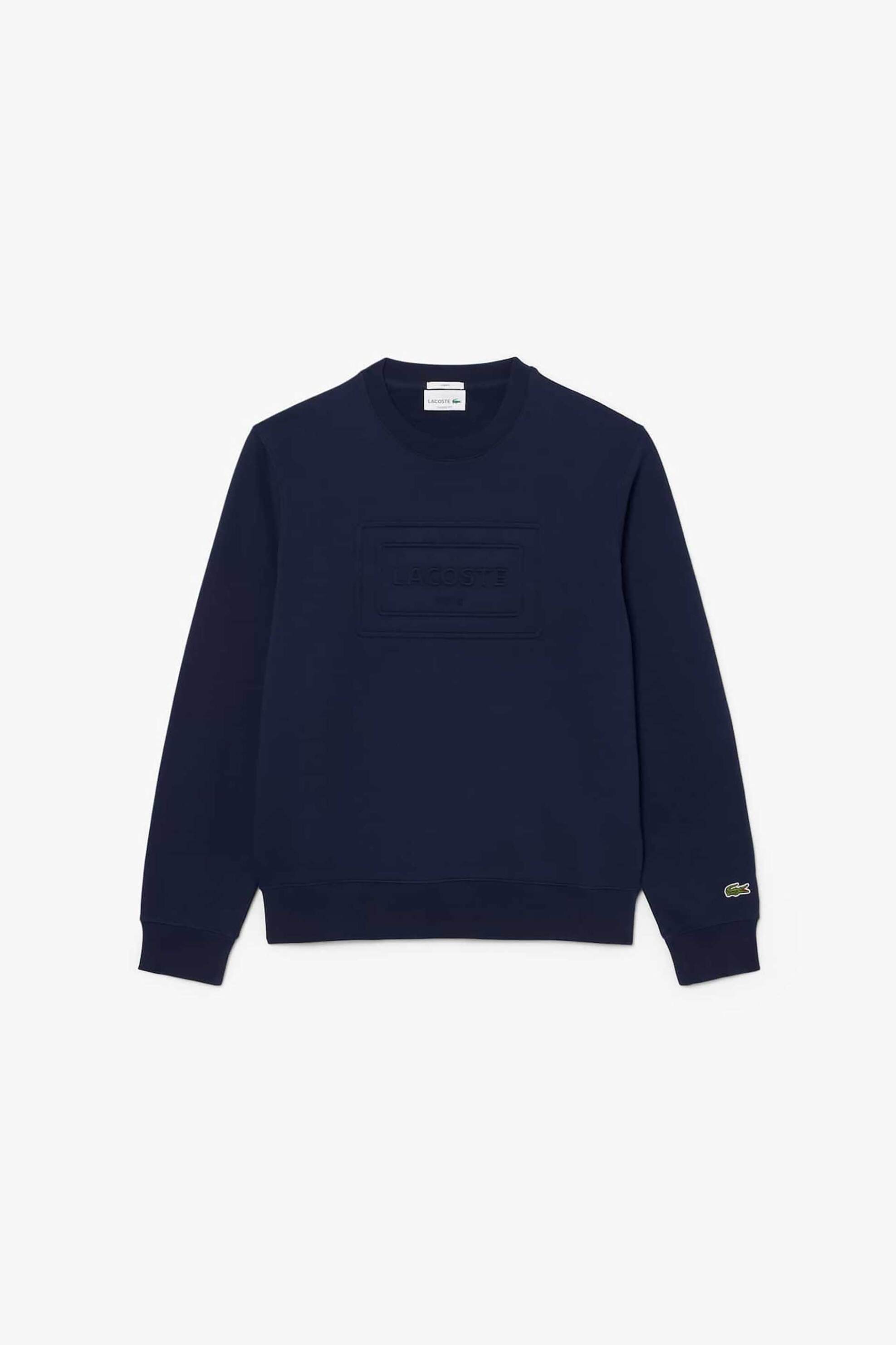 Lacoste Unisex Μπλούζα Φούτερ με Ανάγλυφο Λογότυπο Classic Fit - Sh0795 Μπλε Σκούρο