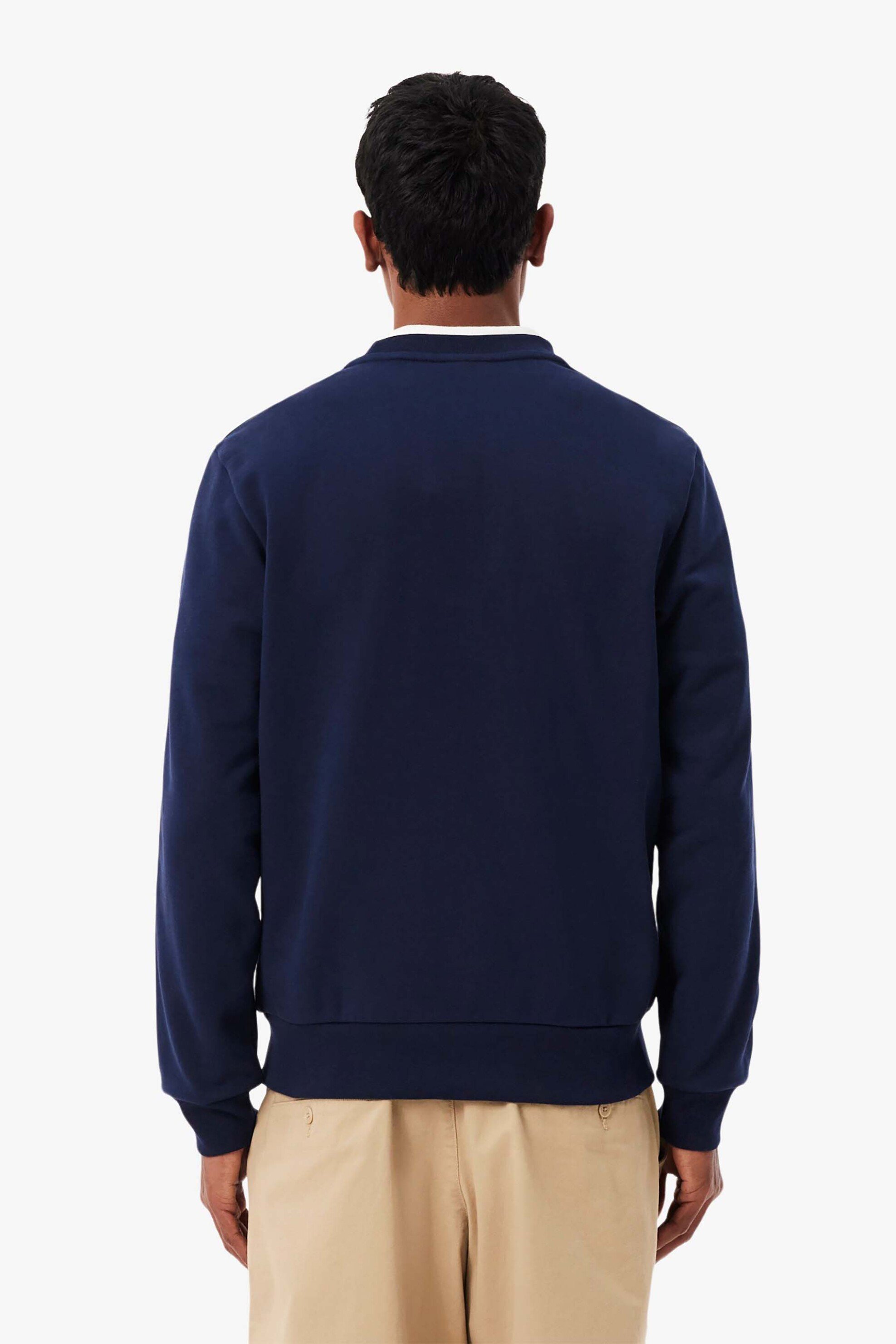 Lacoste Ανδρική Μπλούζα Φούτερ με Logo Stripe Και Κεντημένο Λογότυπο Classic Fit - Sh0891 Μπλε Σκούρο