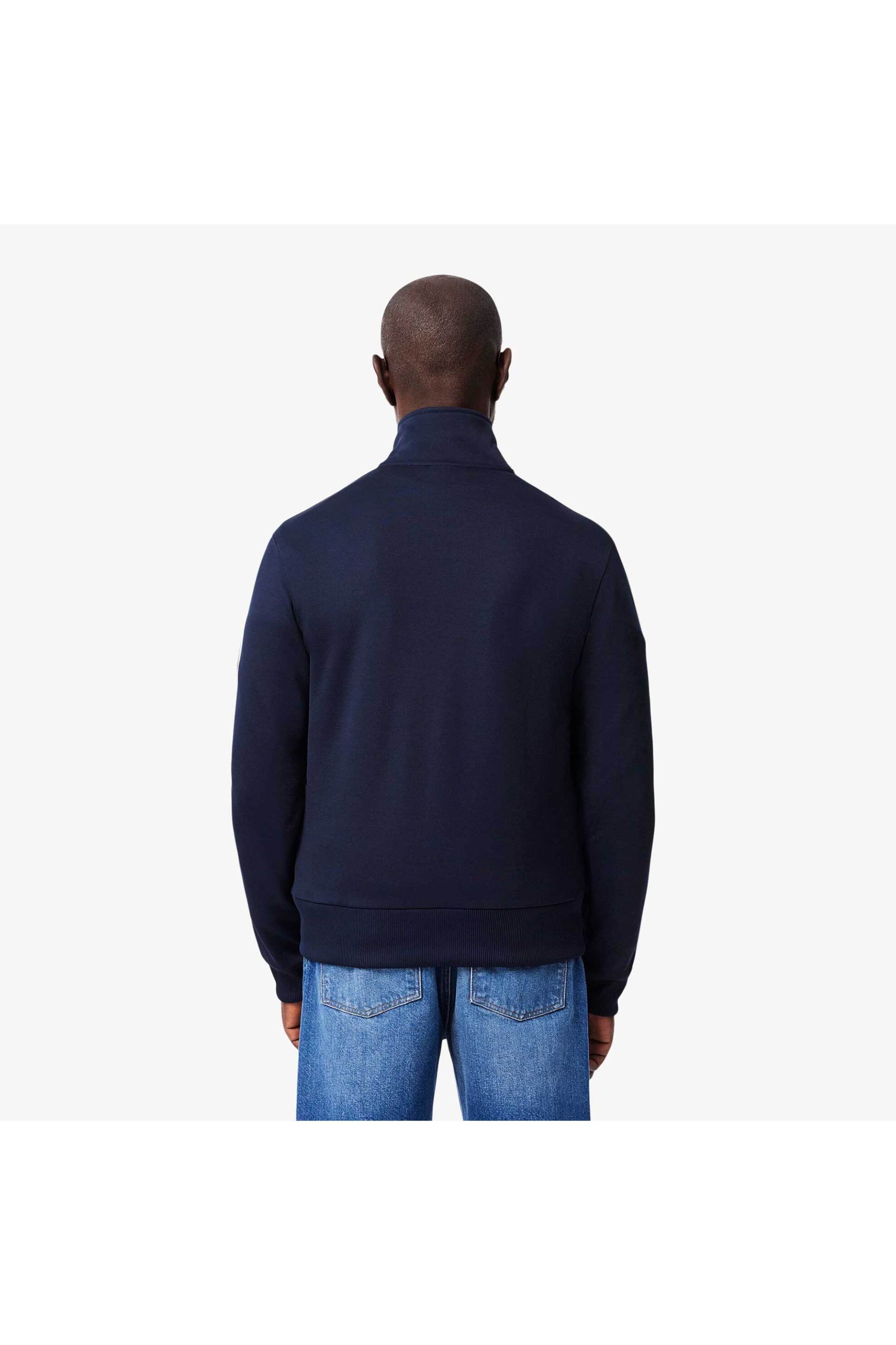 Lacoste ανδρική ζακέτα πικέ με ψηλό λαιμό και κεντημένο λογότυπο Regular Fit - SH1457 Μπλε Σκούρο φωτογραφία